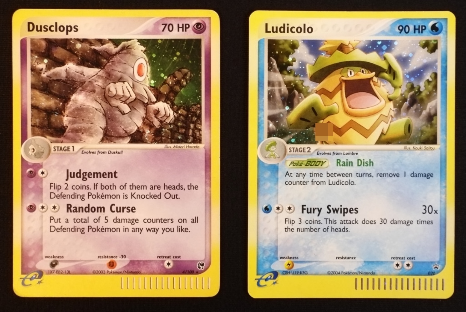 Pokemon Card Lot, 2 Cards, Dusclops/Ludicolo