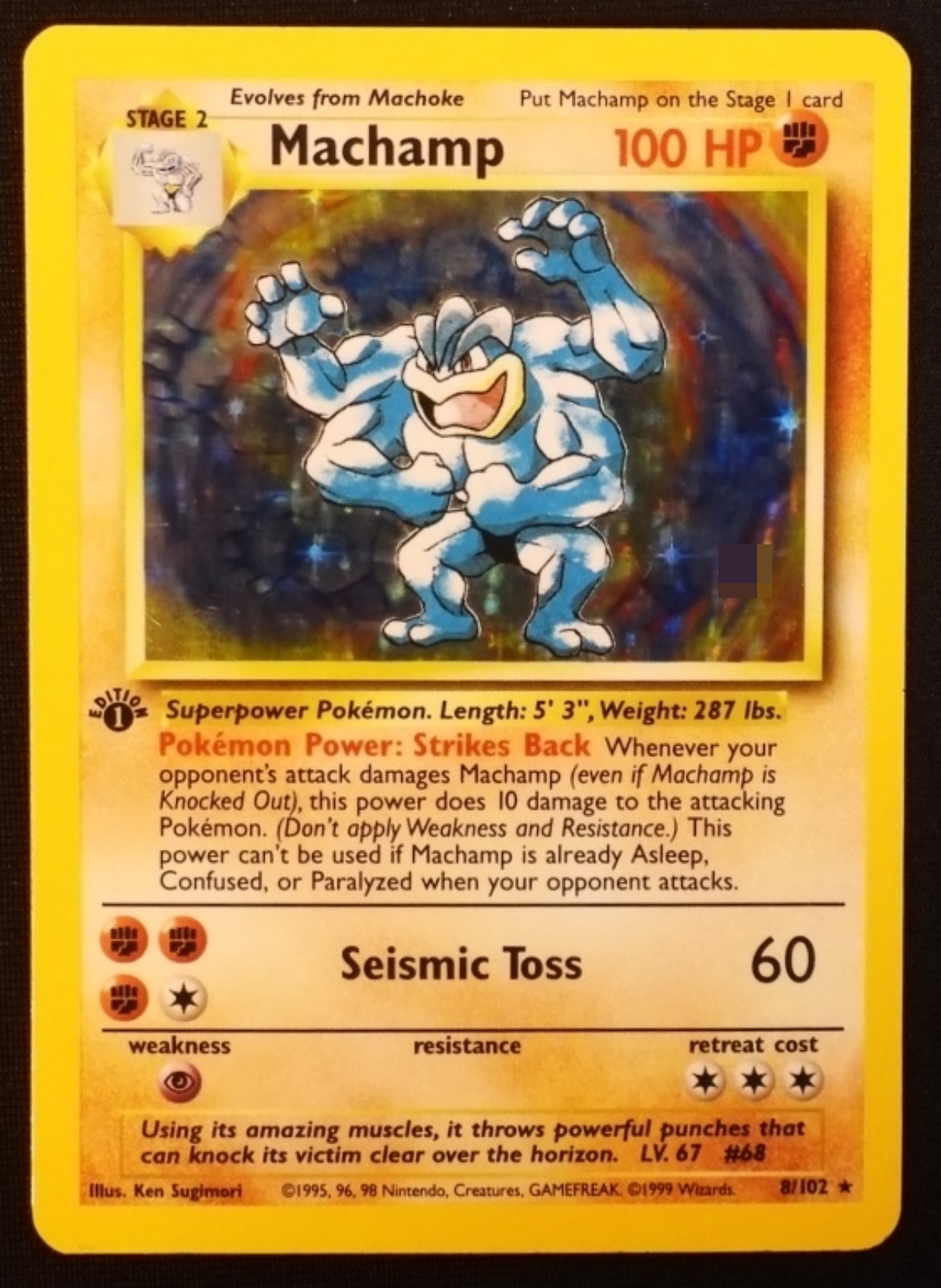 1999 Machamp Base Set #8/102, 1st Edition