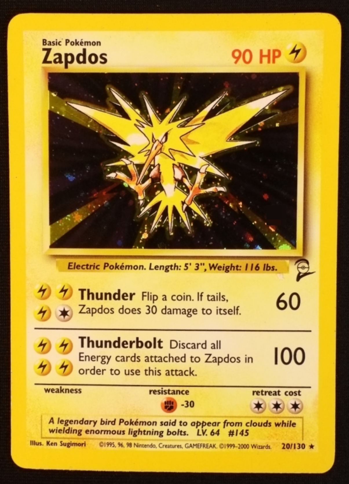 2000 Zapdos Base Set 2 #20/130 Holo