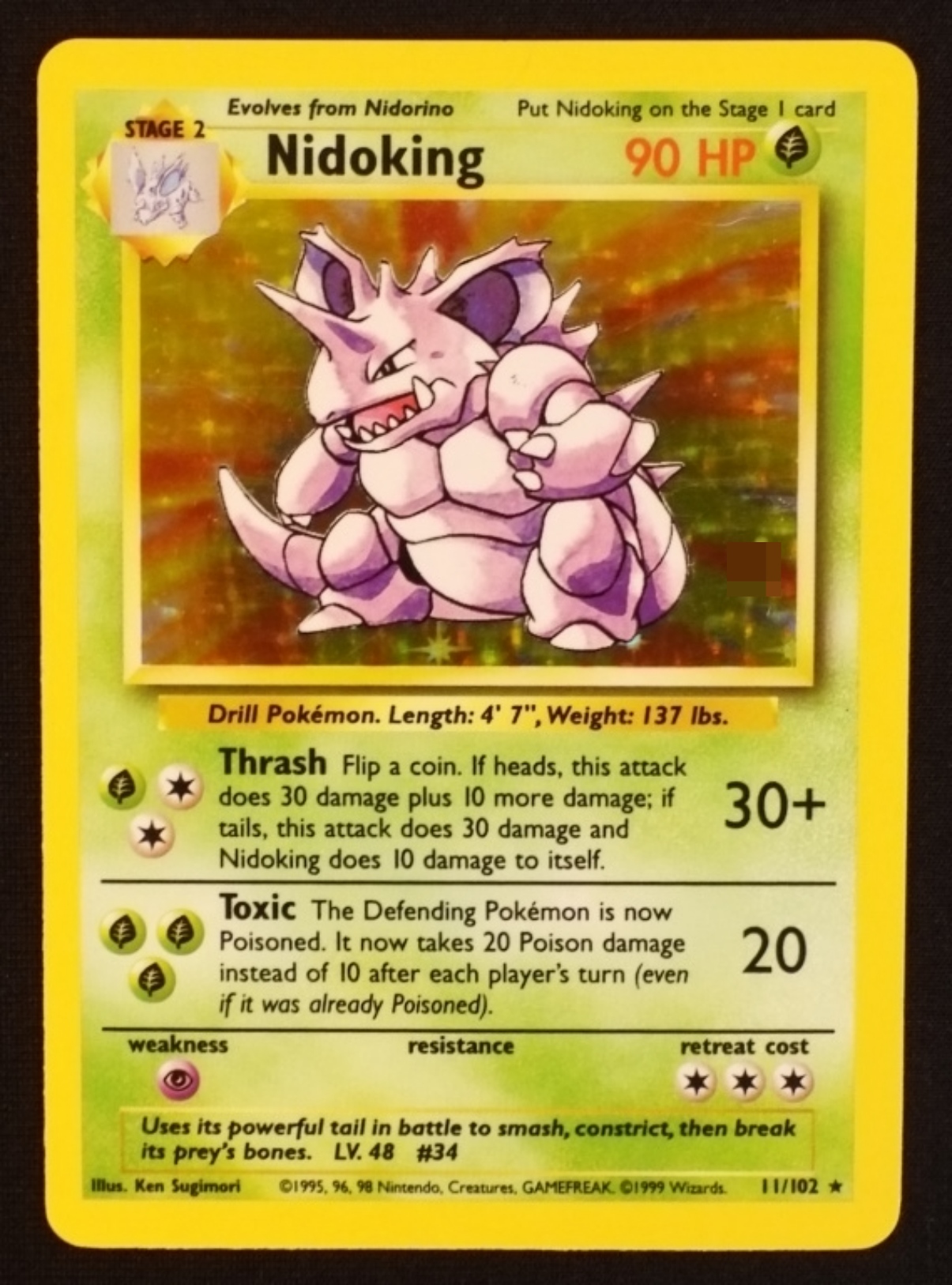 1999 Nidoking Base Set #11/102 Holo