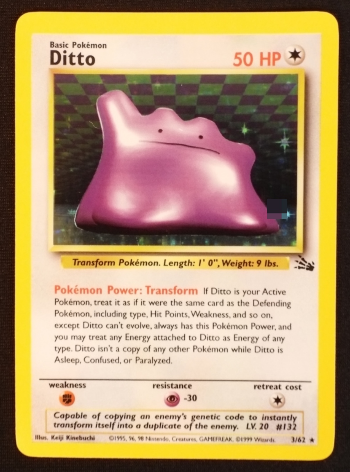 1999 Ditto Fossil #3/62 Holo Rare