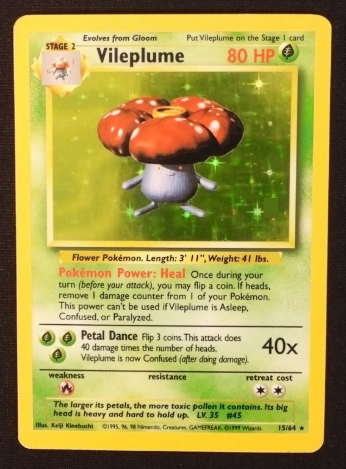 1999 Vileplume Jungle #15/64 Holo "No Symbol"