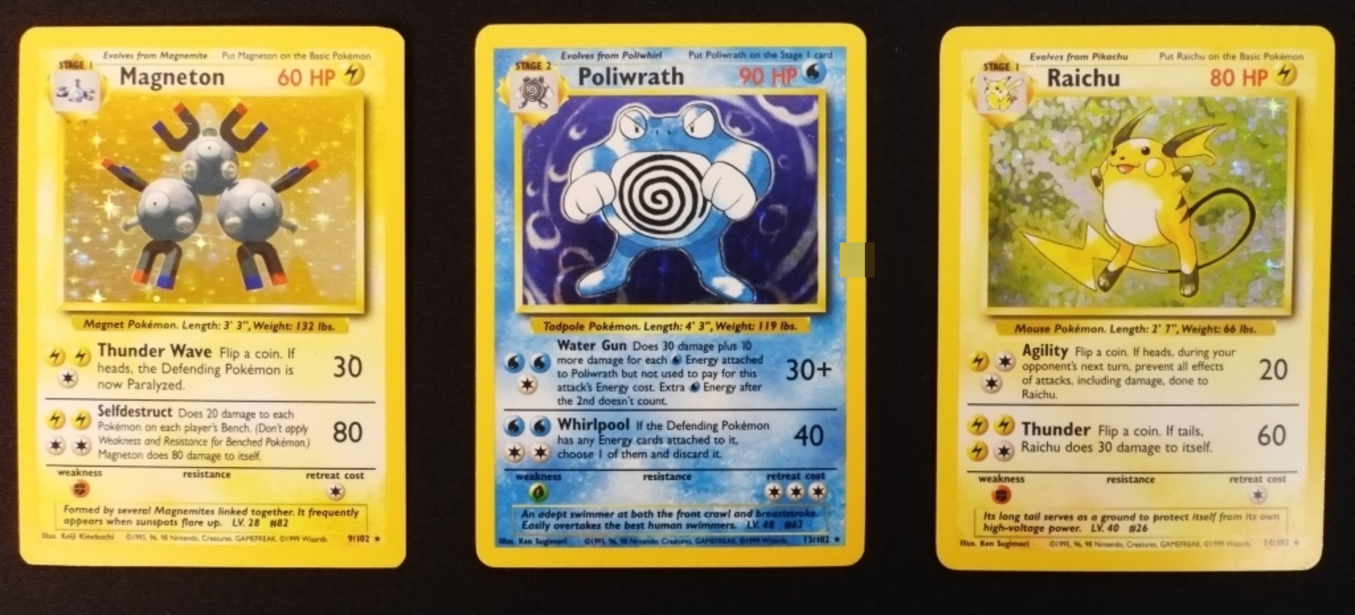 Pokemon Card Lot, 3 Cards, Base Set