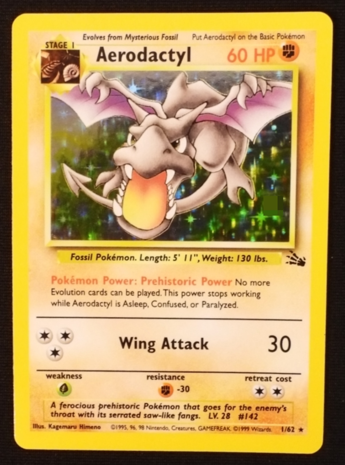 1999 Aerodactyl Fossil #1/62 Holo Rare