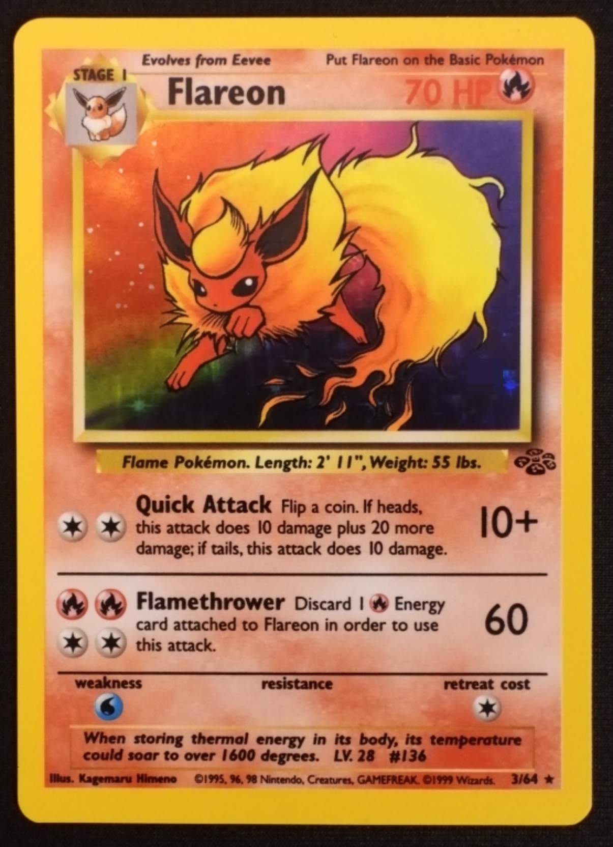 1999 Flareon Jungle Holo #3/64