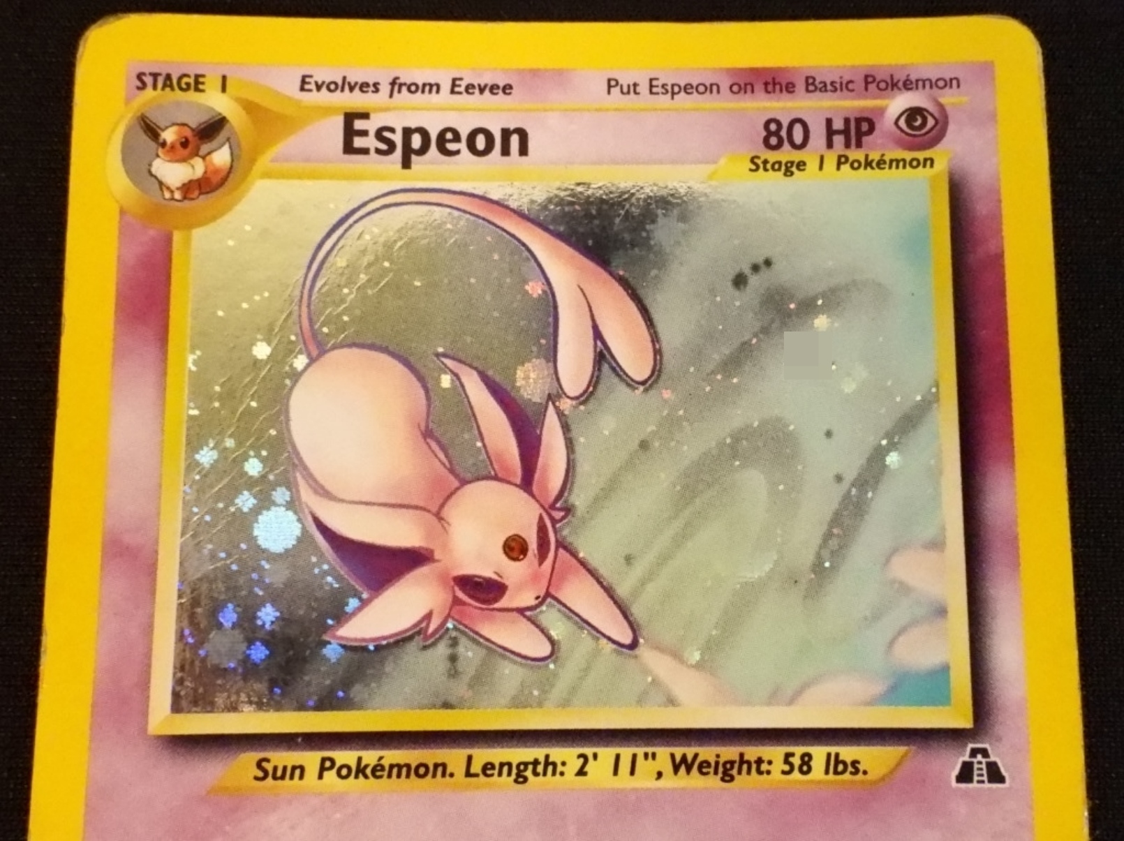 2000 Espeon Neo Discovery #1/75 Holo, Damaged