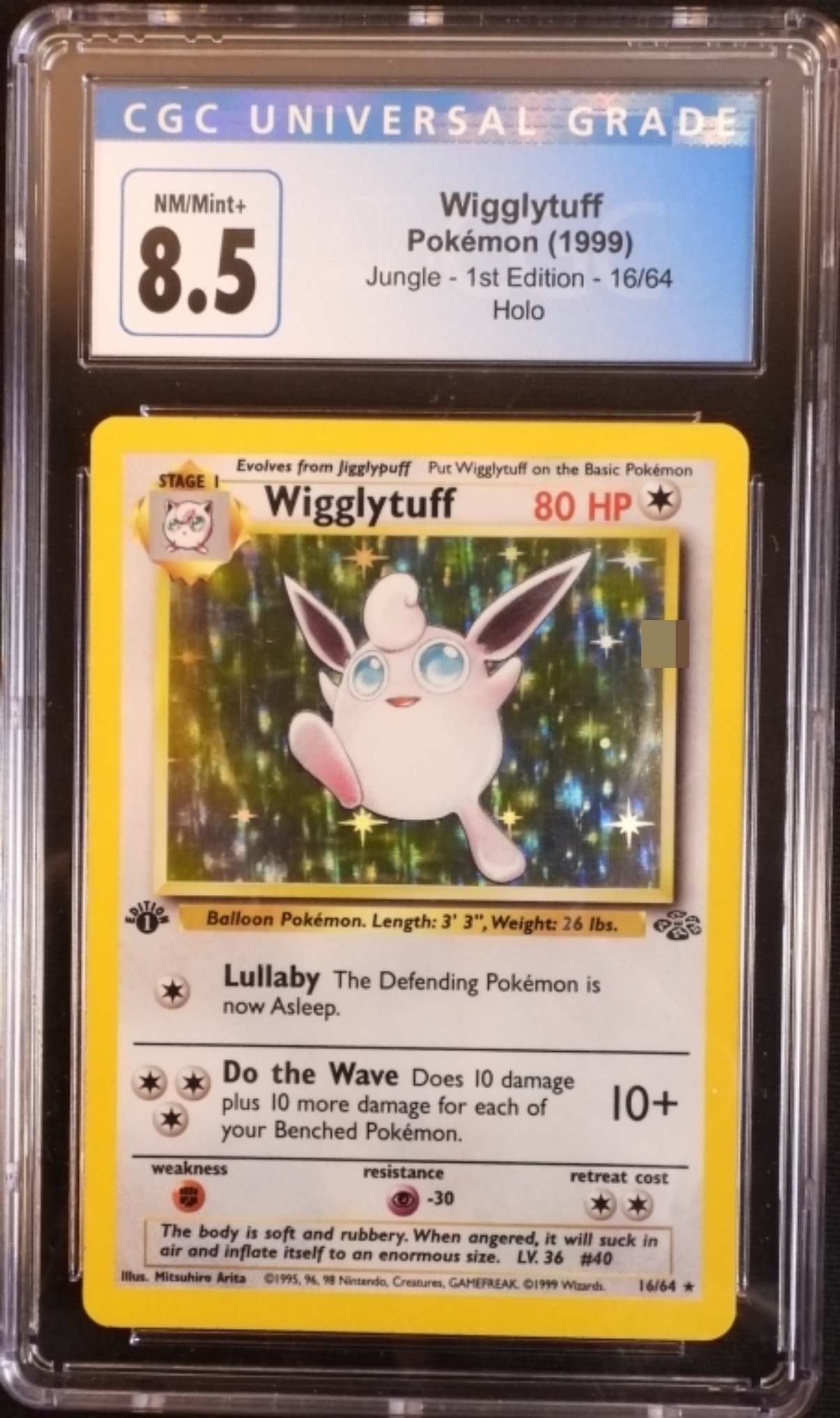 1999 Wigglytuff Jungle #16/64, CGC 8.5 1st Ed
