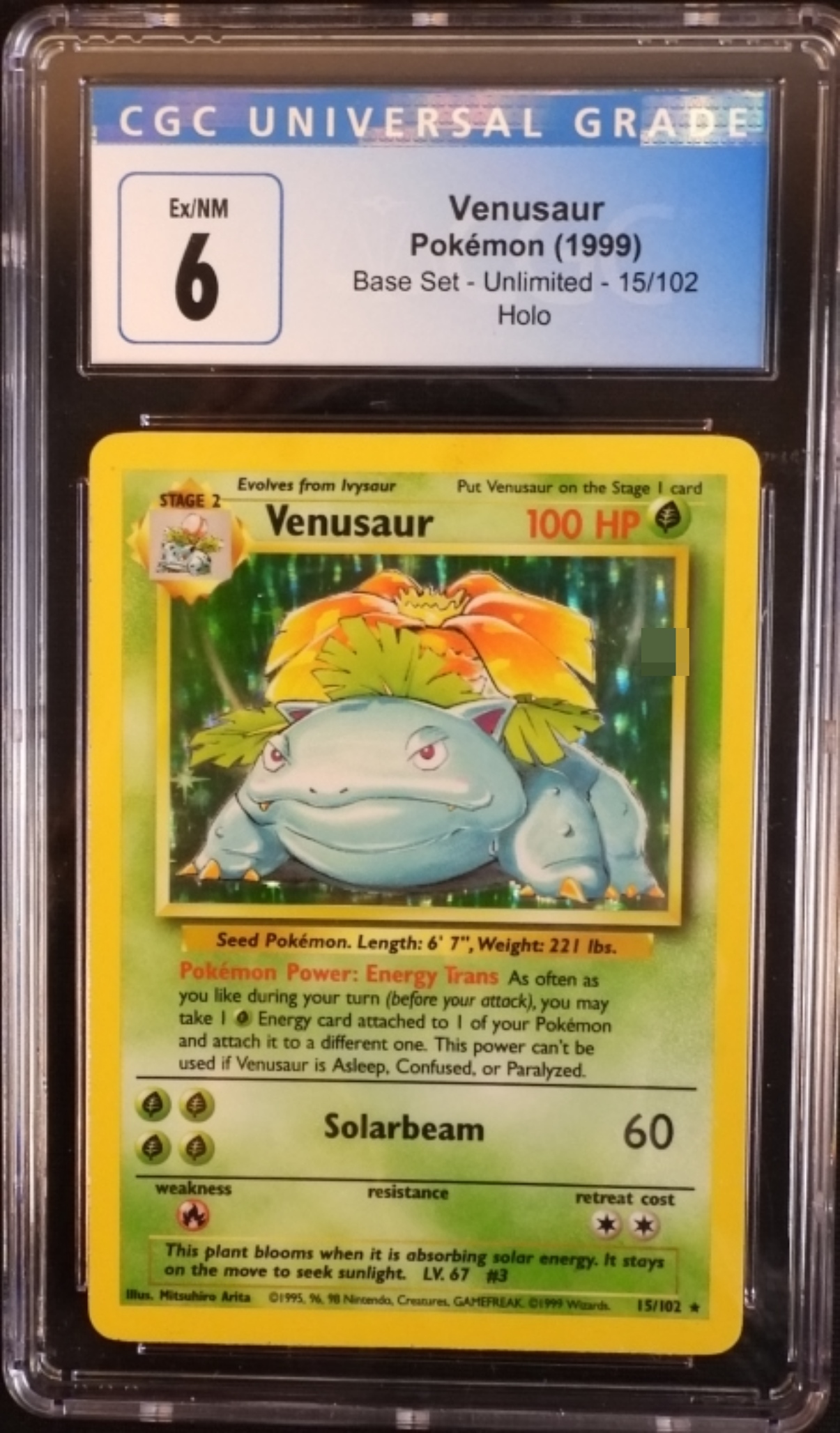 1999 Venusaur Base Set #15/102, CGC 6