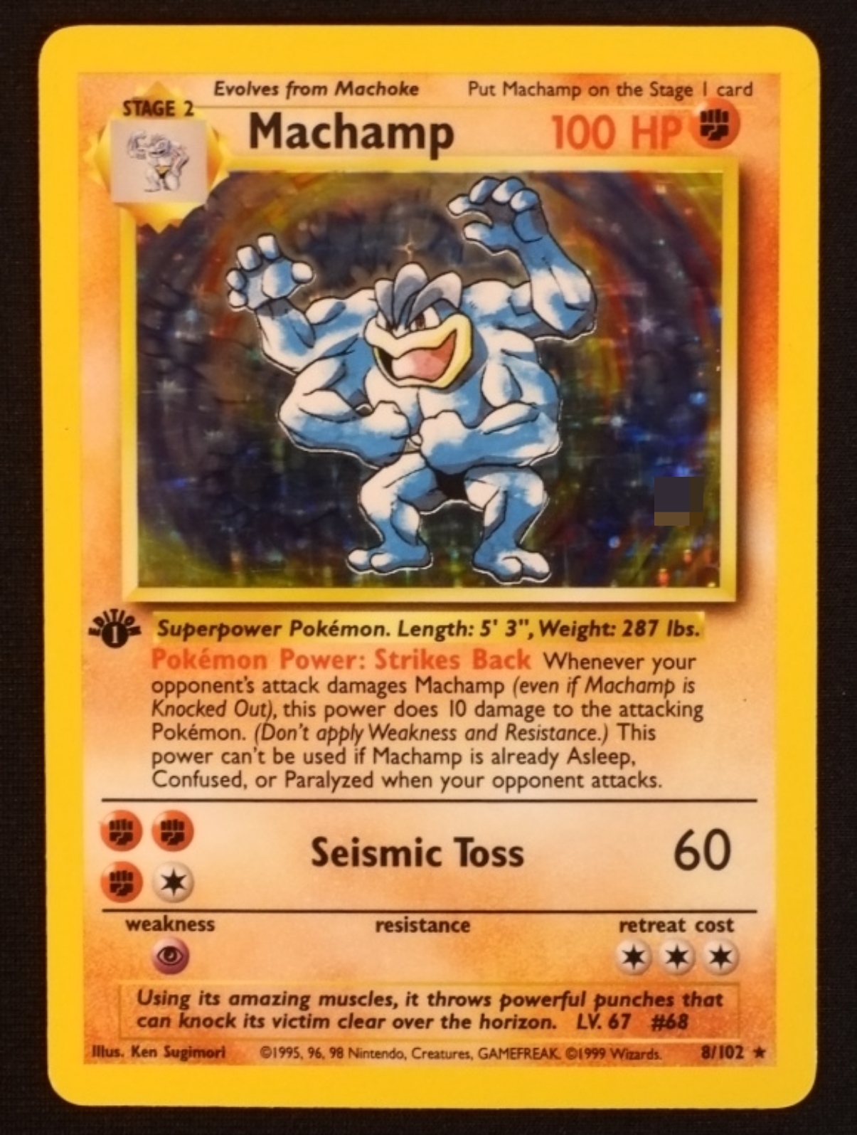1999 Machamp Base Set #8/102 Holo 1st Edition