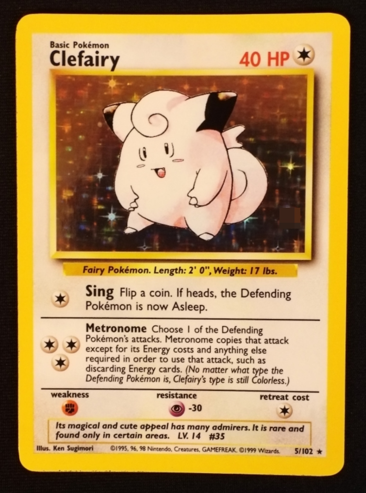 1999 Clefairy Base Set #5/102 Holo Rare
