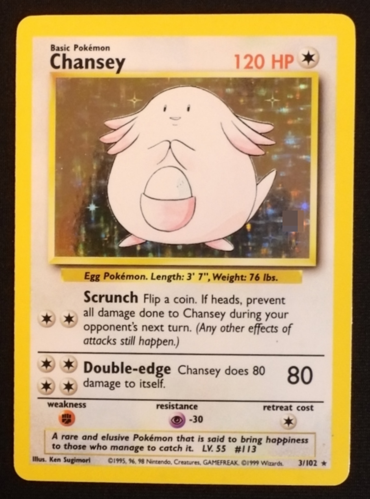 1999 Chansey Base Set #3/102 Holo Rare