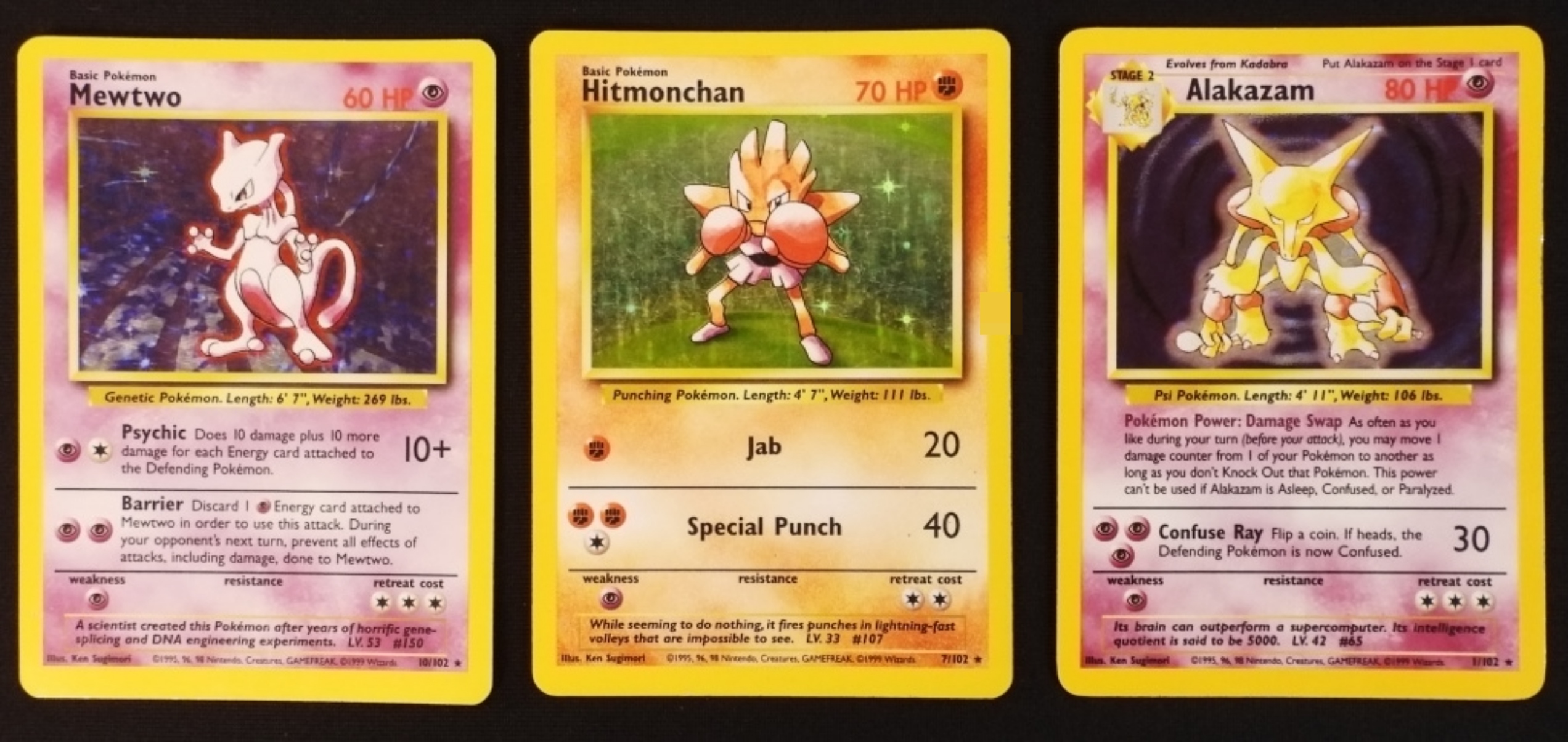 Pokemon Card Lot, 3 Cards, Base Set Holos