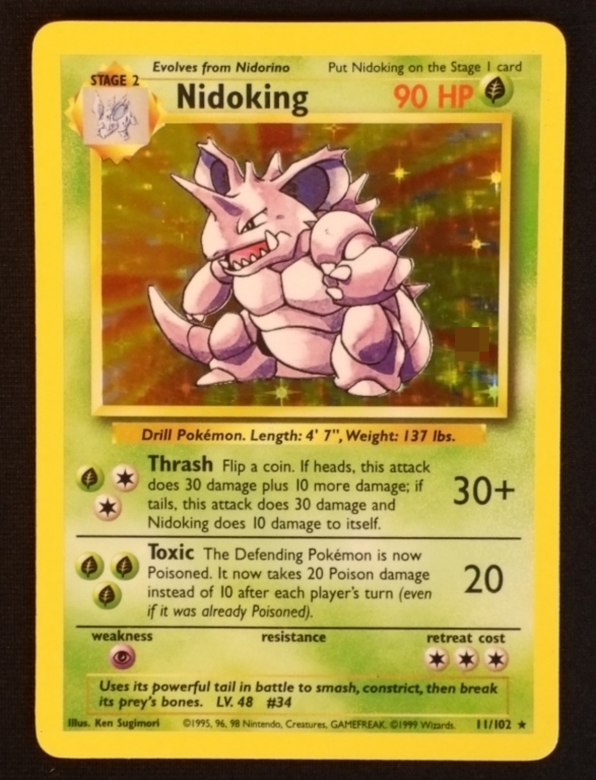 1999 Nidoking Base Set #11/102 Holo
