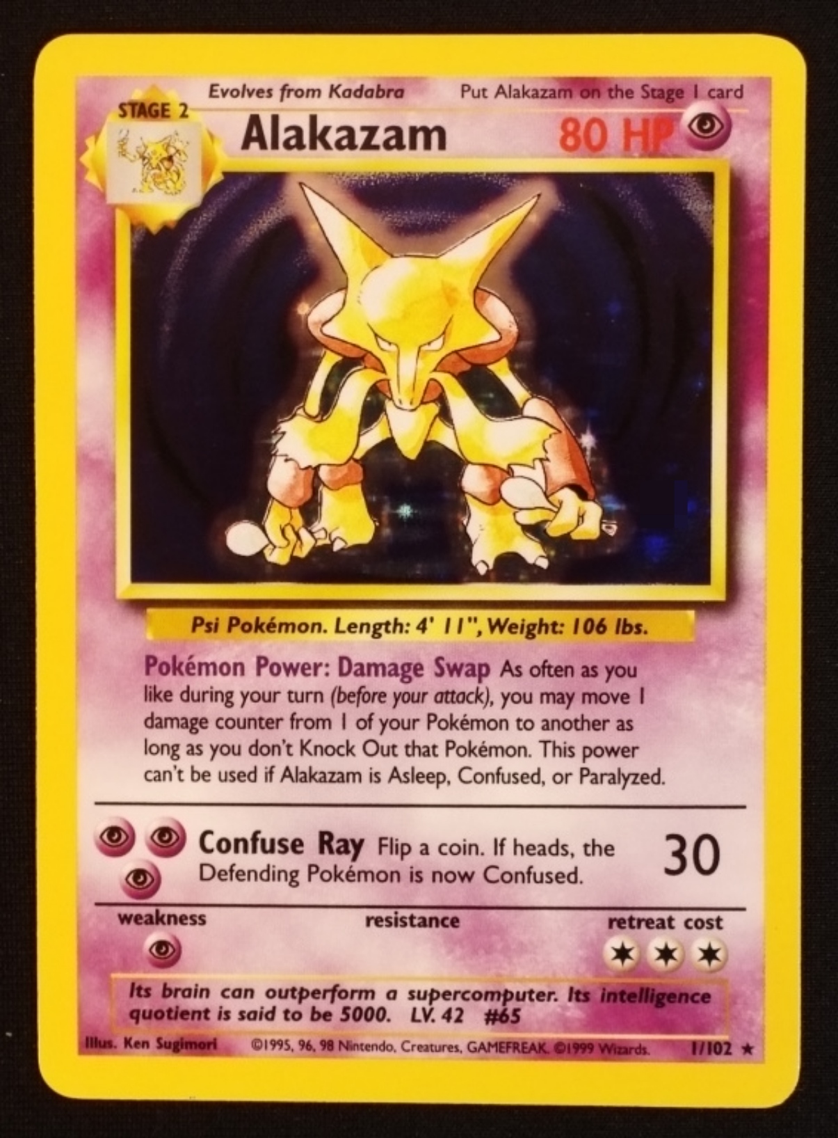1999 Alakazam Base Set #1/102 Holo Rare