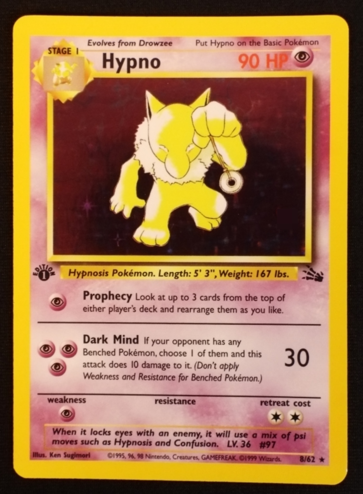 1999 Hypno Fossil #8/62 1st Edition