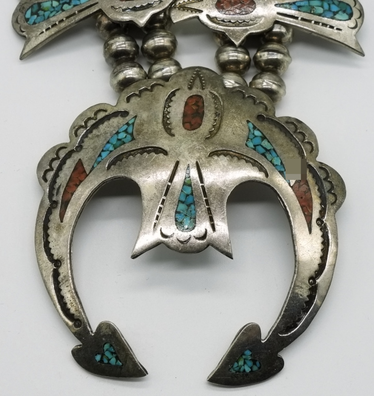 Sterling Silver Squash Blossom Necklace, Turquoise
