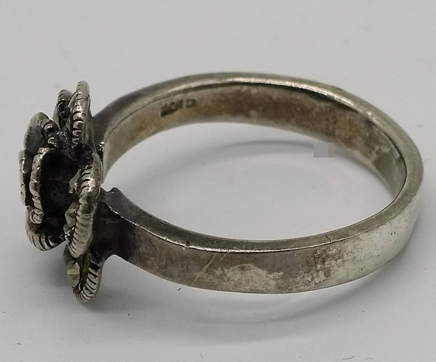 Sterling Marcasite Rose Ring & Pendant