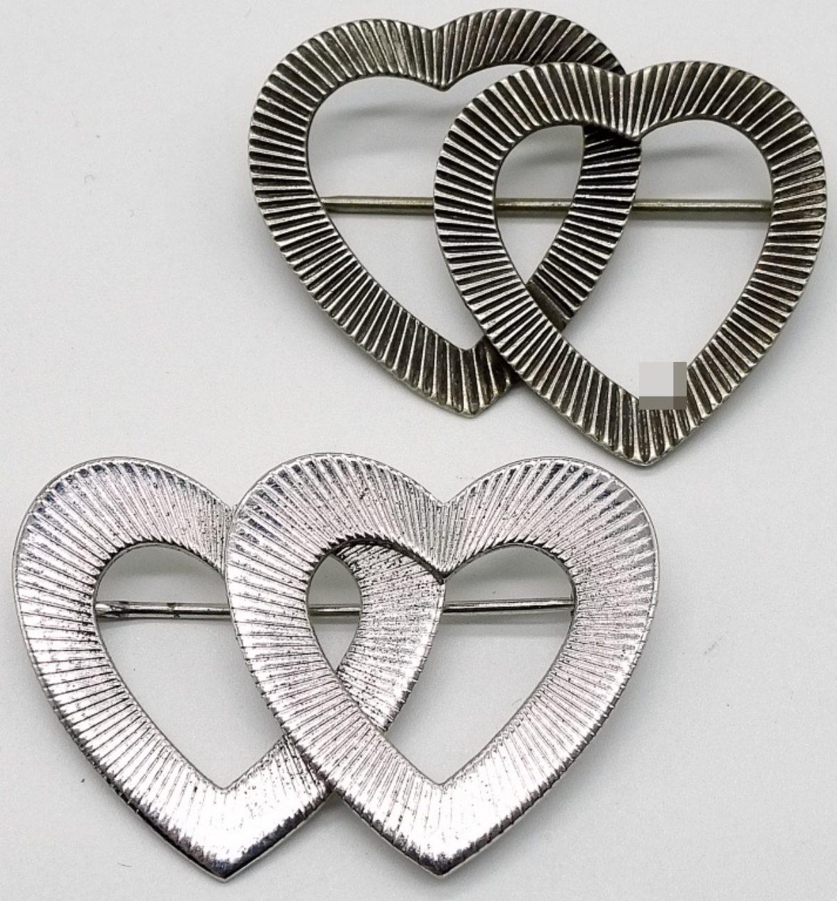 Sterling Silver Heart Lockets & Brooches, 4 Pieces