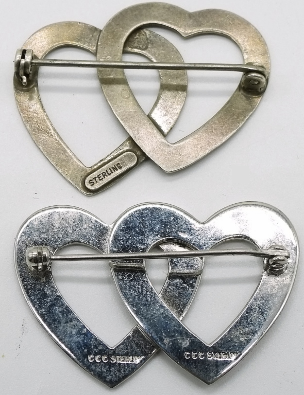 Sterling Silver Heart Lockets & Brooches, 4 Pieces