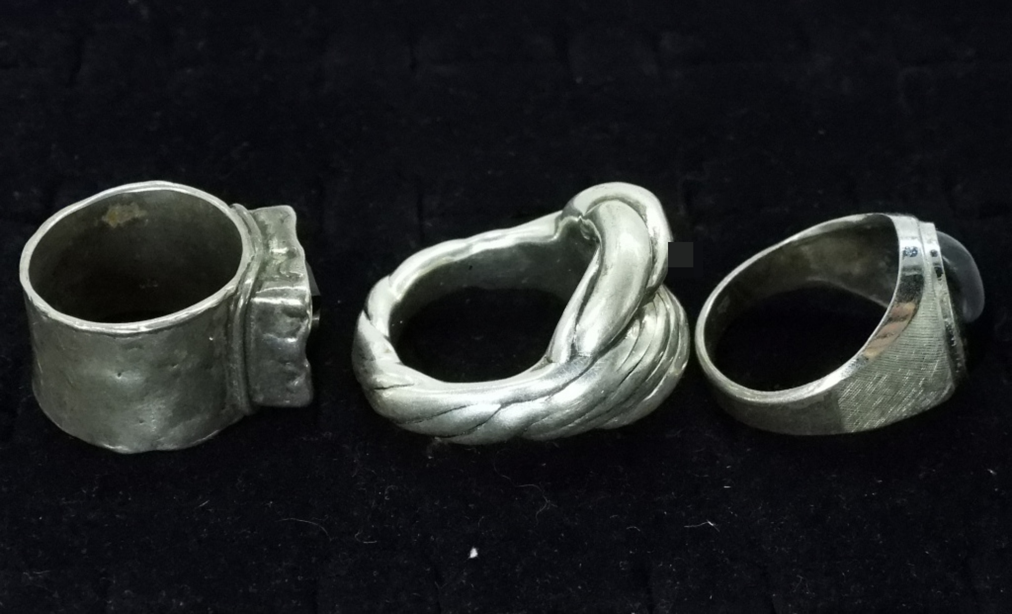Sterling Fashion Ring Lot, 3 Pieces