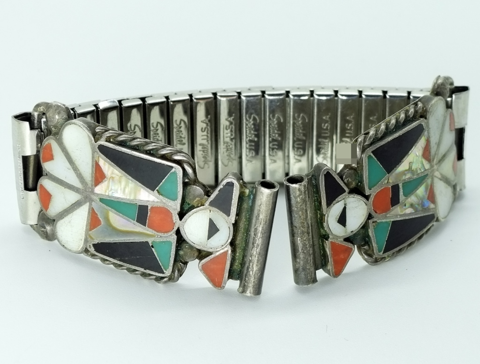 Sterling Silver Zuni Inlay Watch Ends