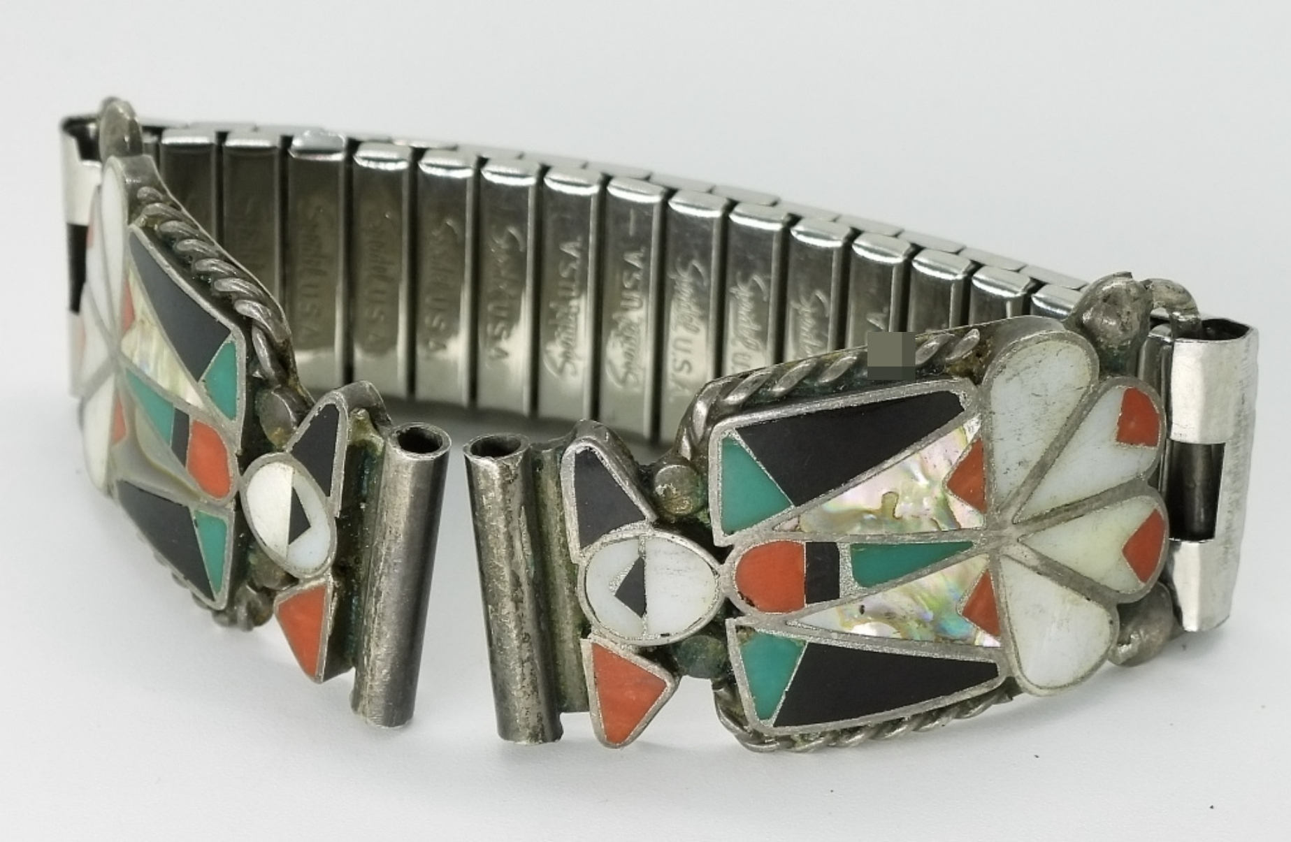 Sterling Silver Zuni Inlay Watch Ends