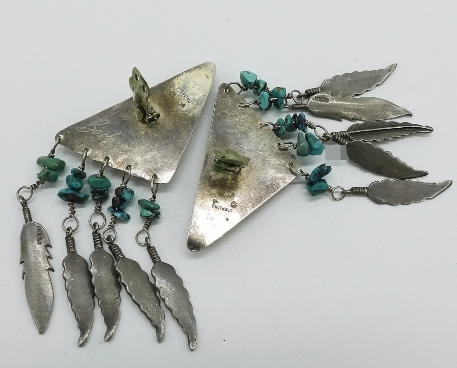 Native American 925 Turquoise Clip On Earrings