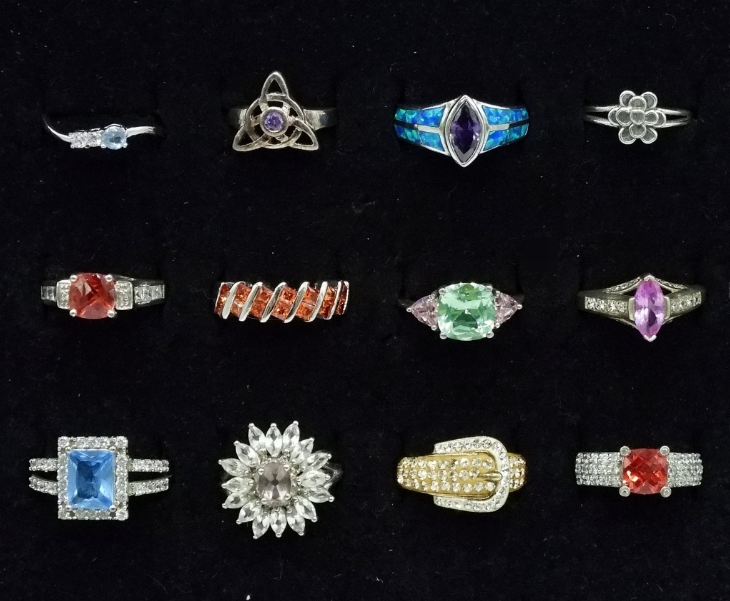 12 Sterling Gemstone Rings