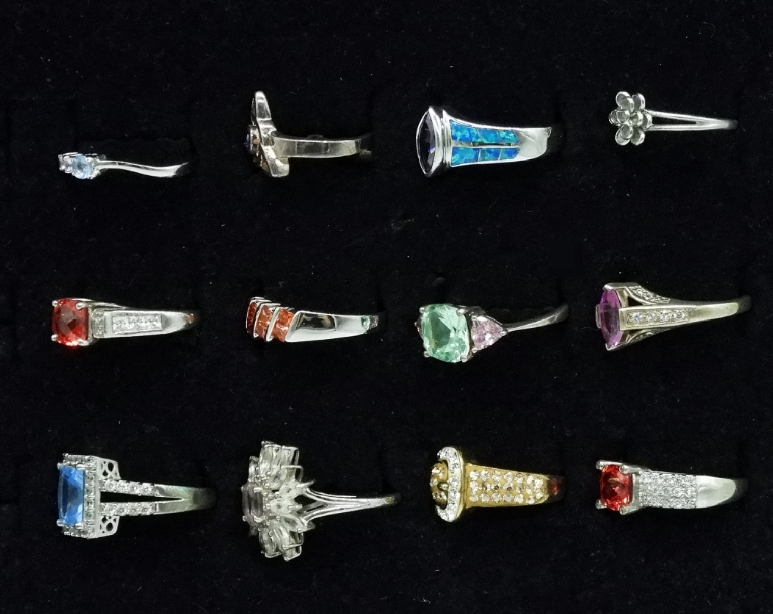 12 Sterling Gemstone Rings