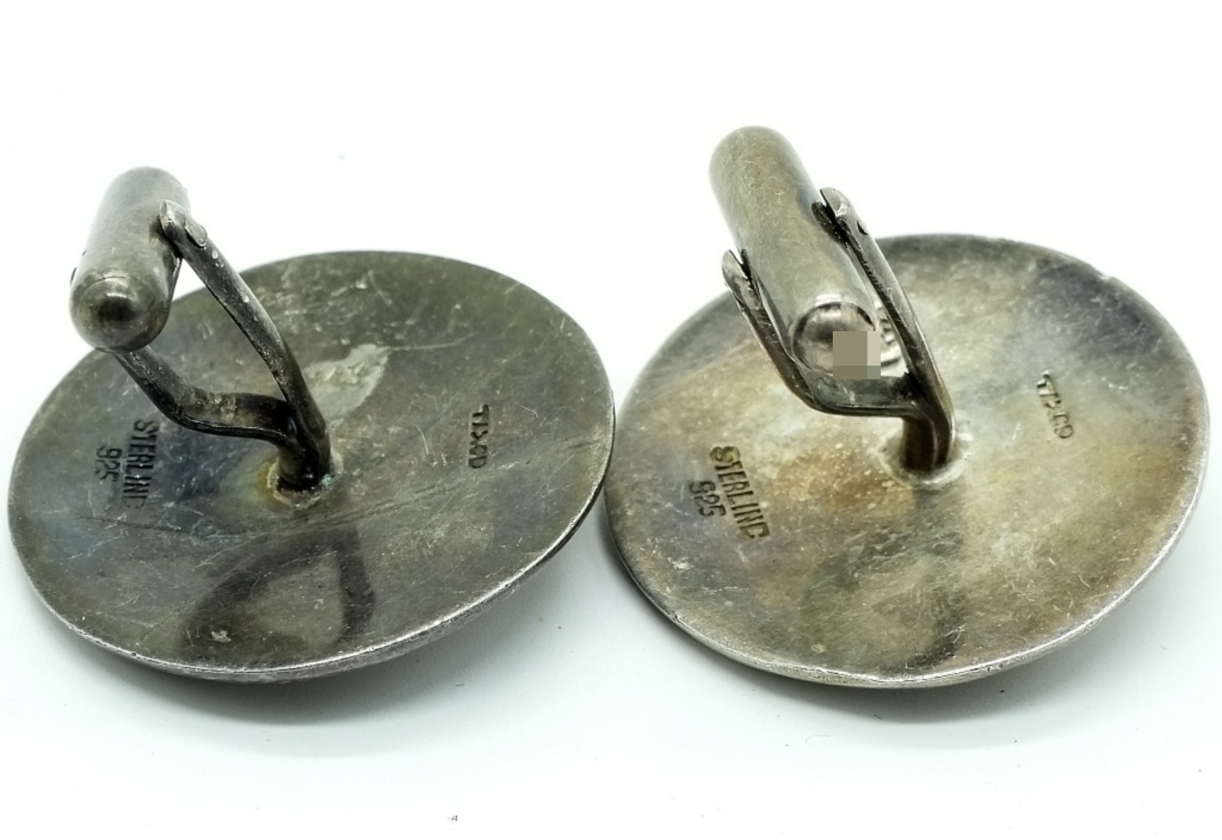 Taxco Sterling Silver Turquoise Cufflinks, Pair