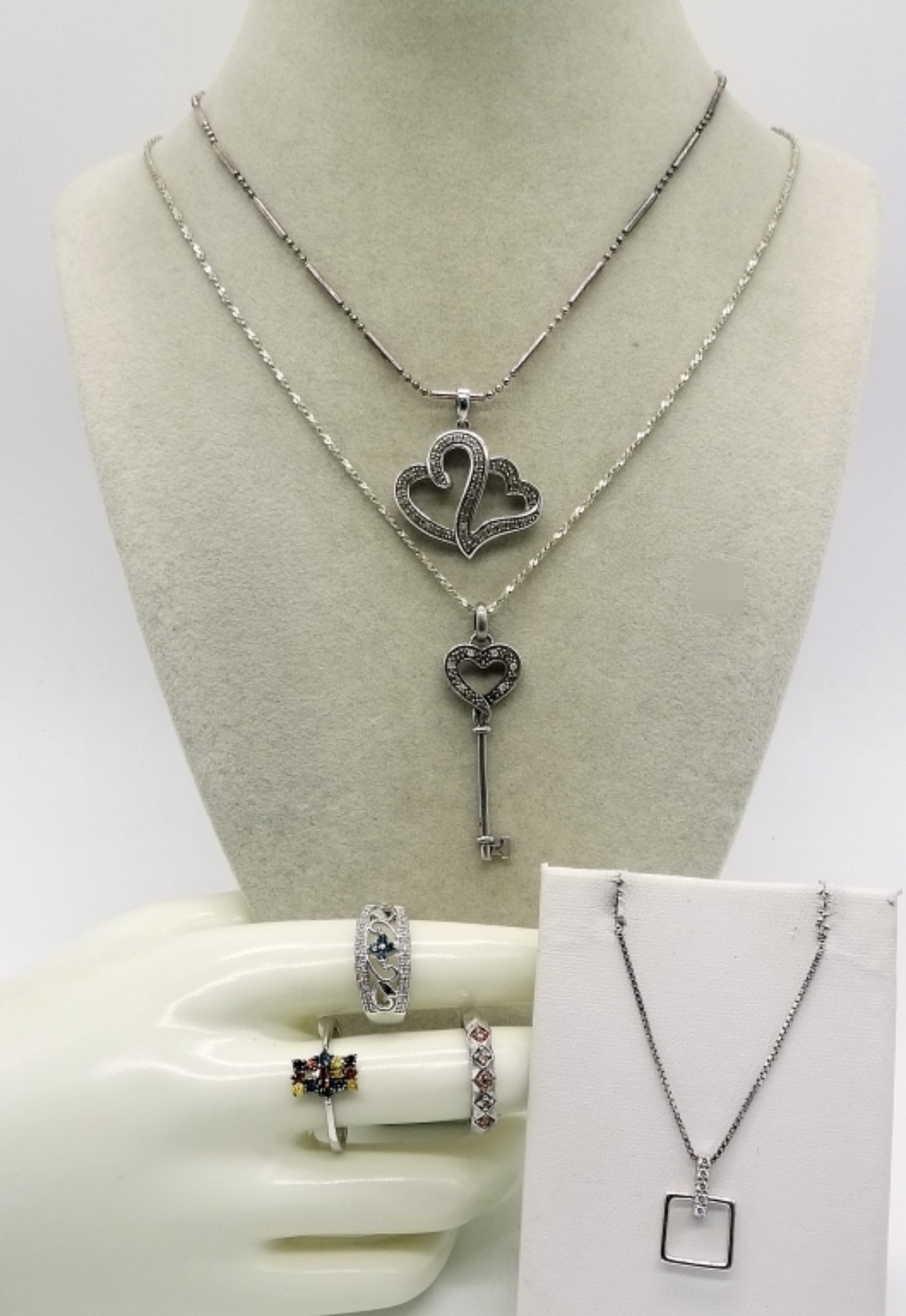 Sterling Silver Diamond & Moissanite Jewelry Lot,