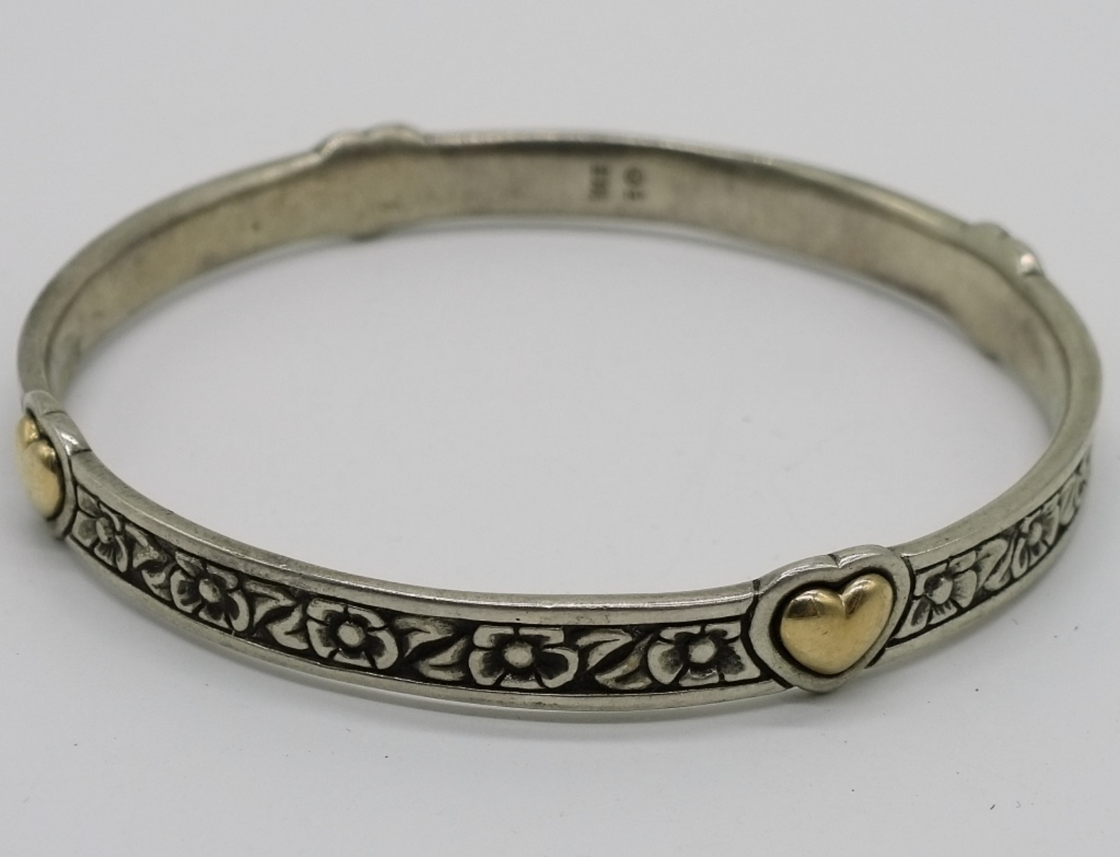 James Avery Sterling Silver Bangle, 14K Gold Heart