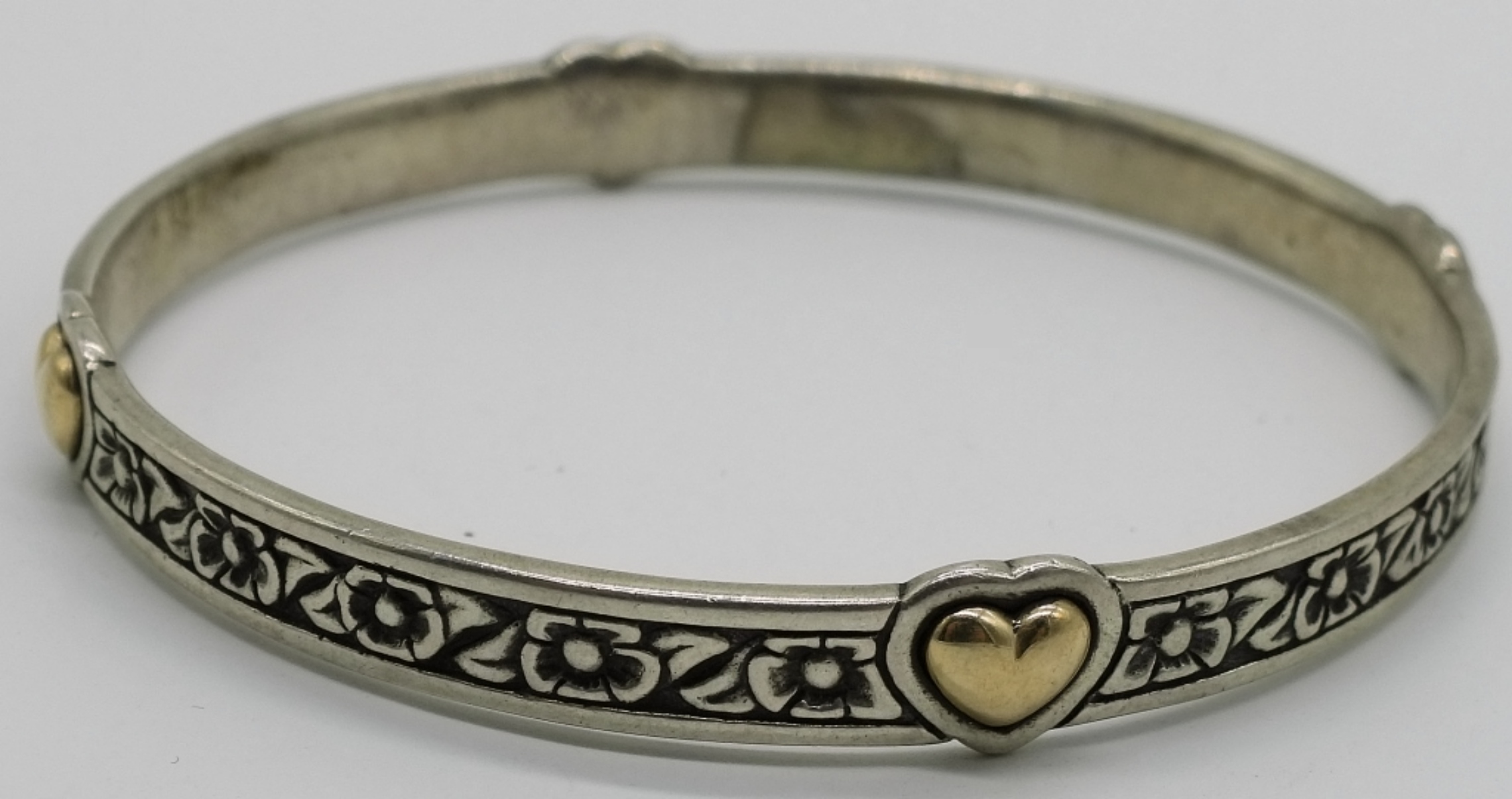 James Avery Sterling Silver Bangle, 14K Gold Heart