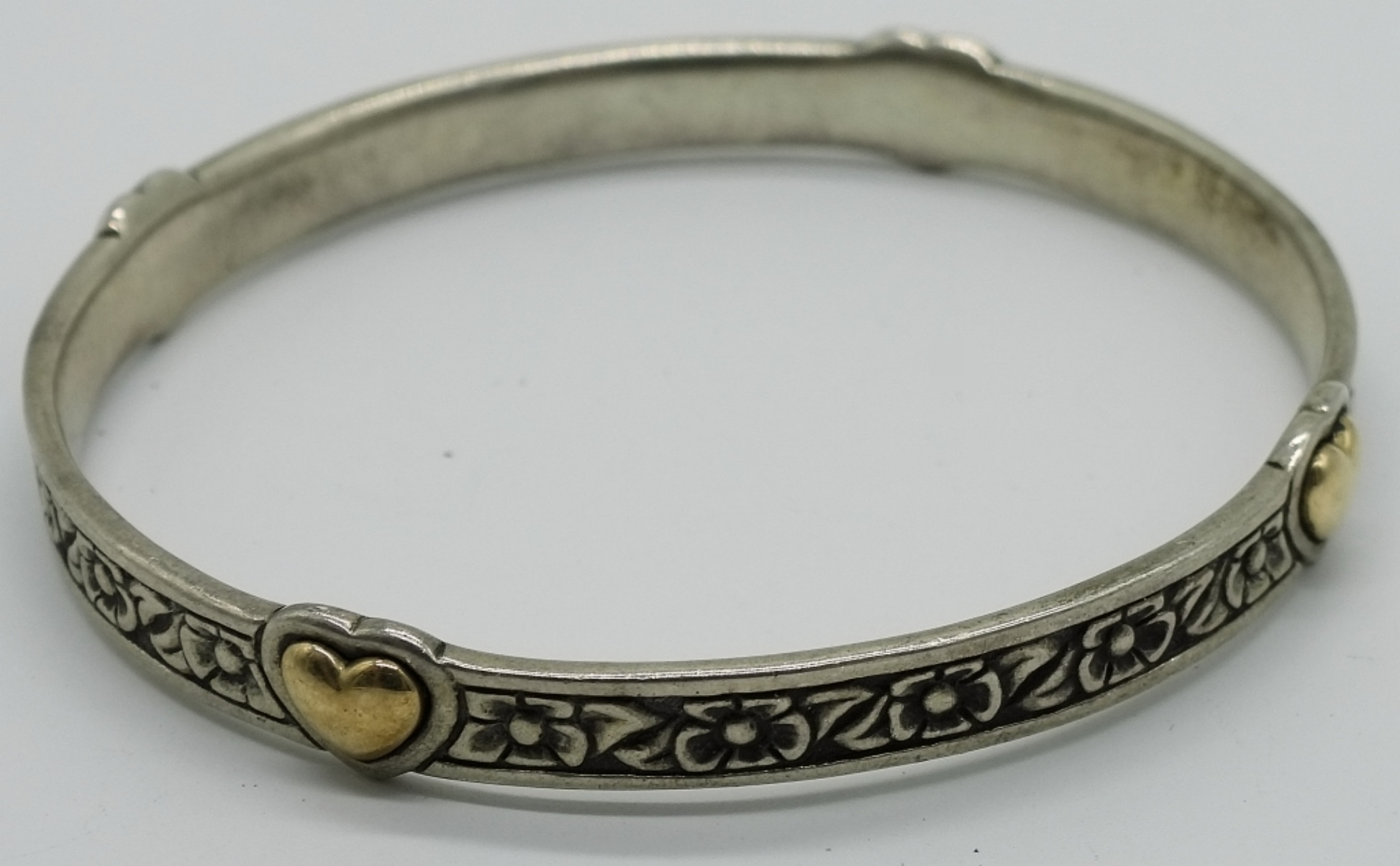 James Avery Sterling Silver Bangle, 14K Gold Heart