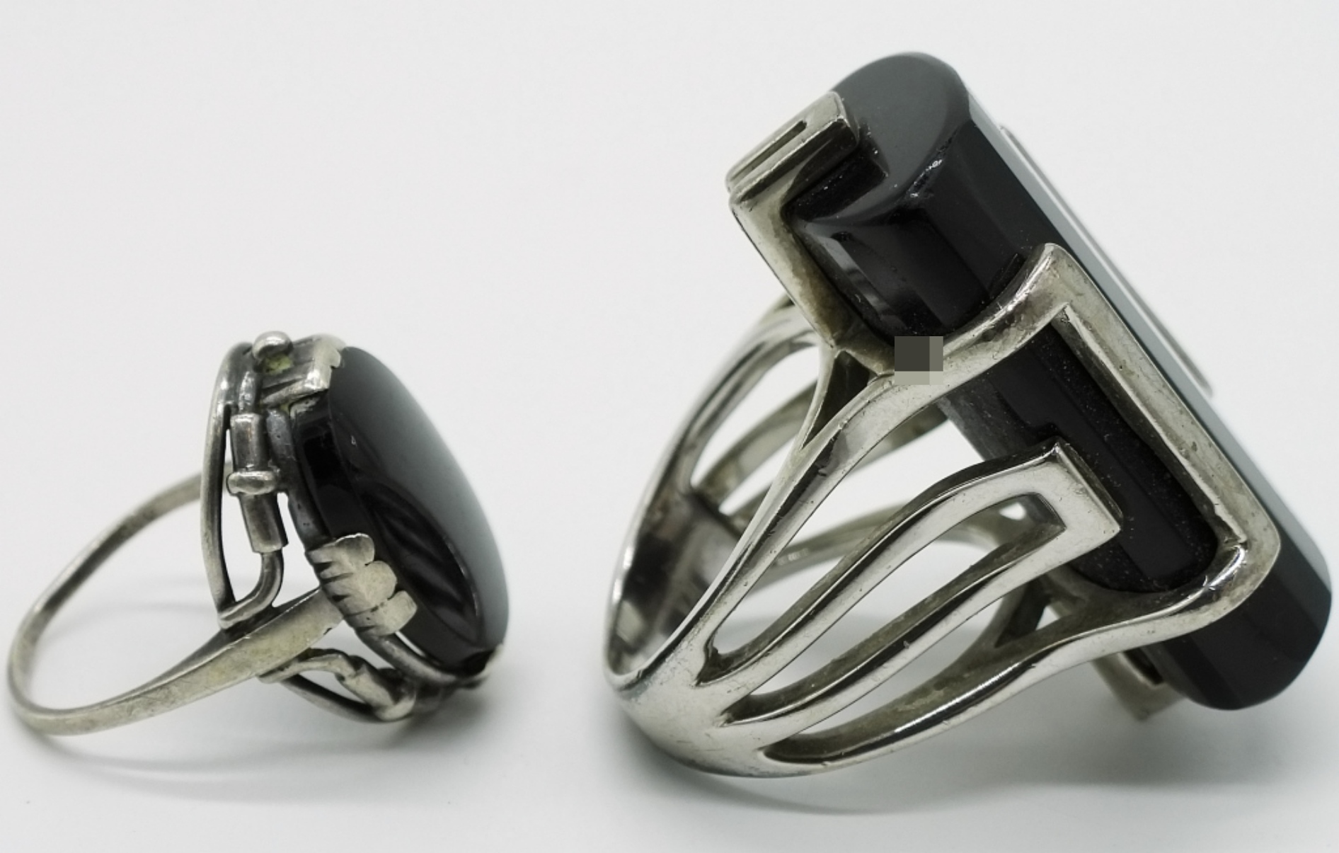 Sterling Silver Black Onyx Rings & Earring Set