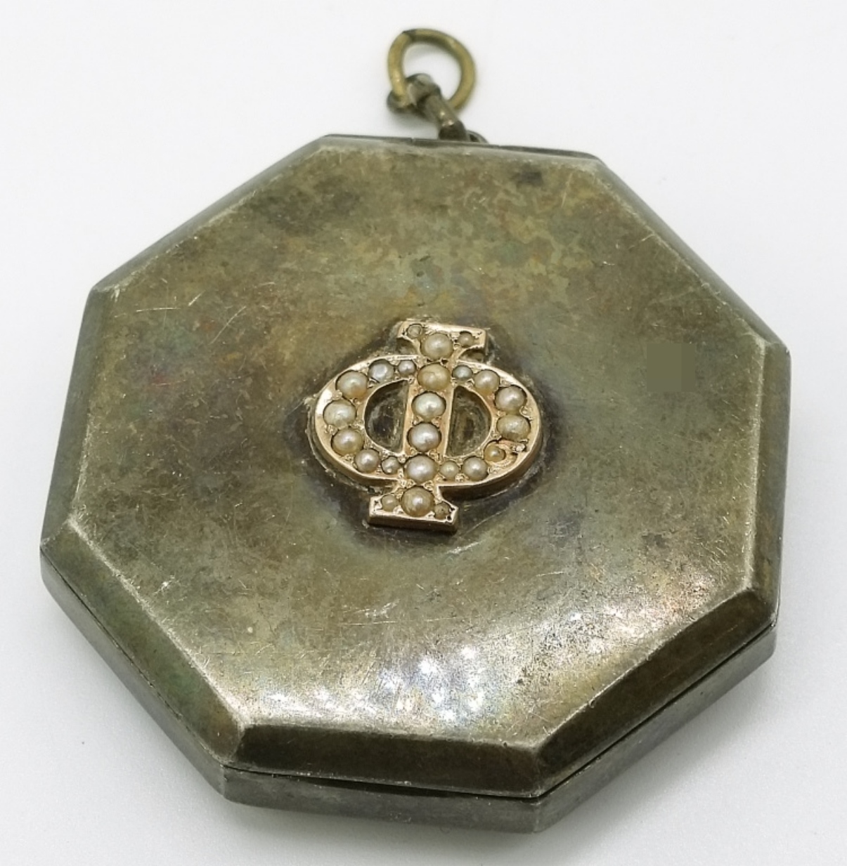 Sterling Silver Compact, Elgin, Pearl Accents