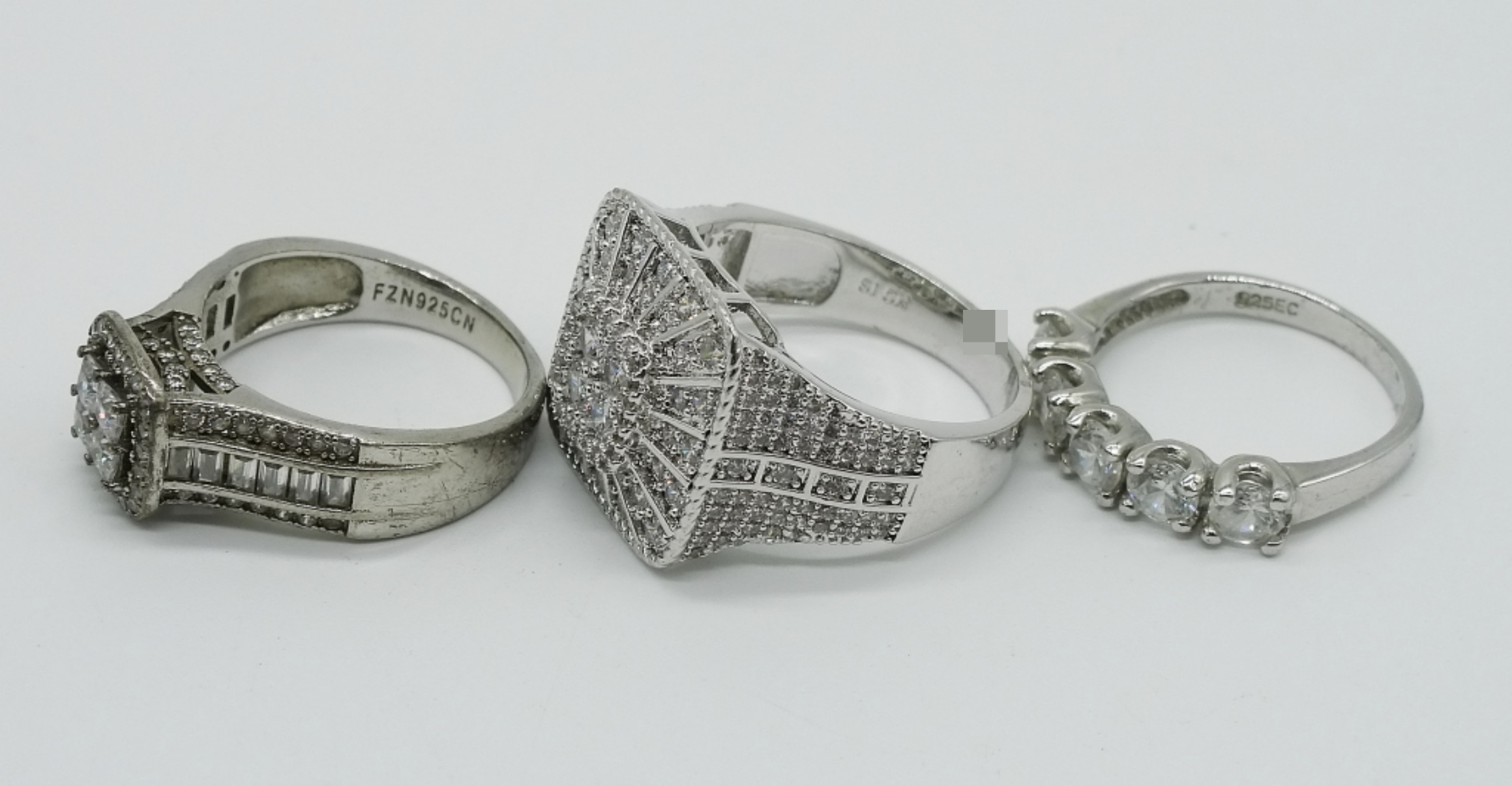 Sterling Silver Diamond Tennis Bracelet, 3 Rings