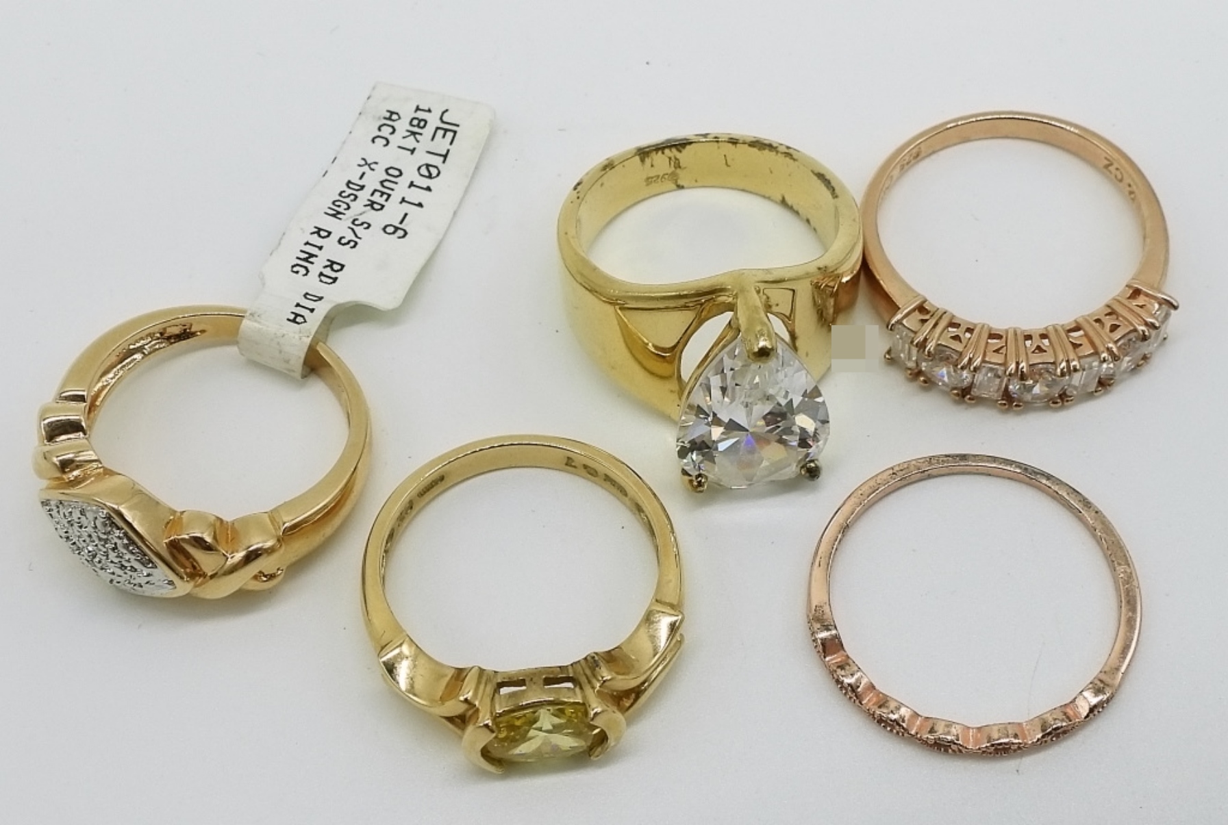 Gold Tone Sterling Rings & Earrings