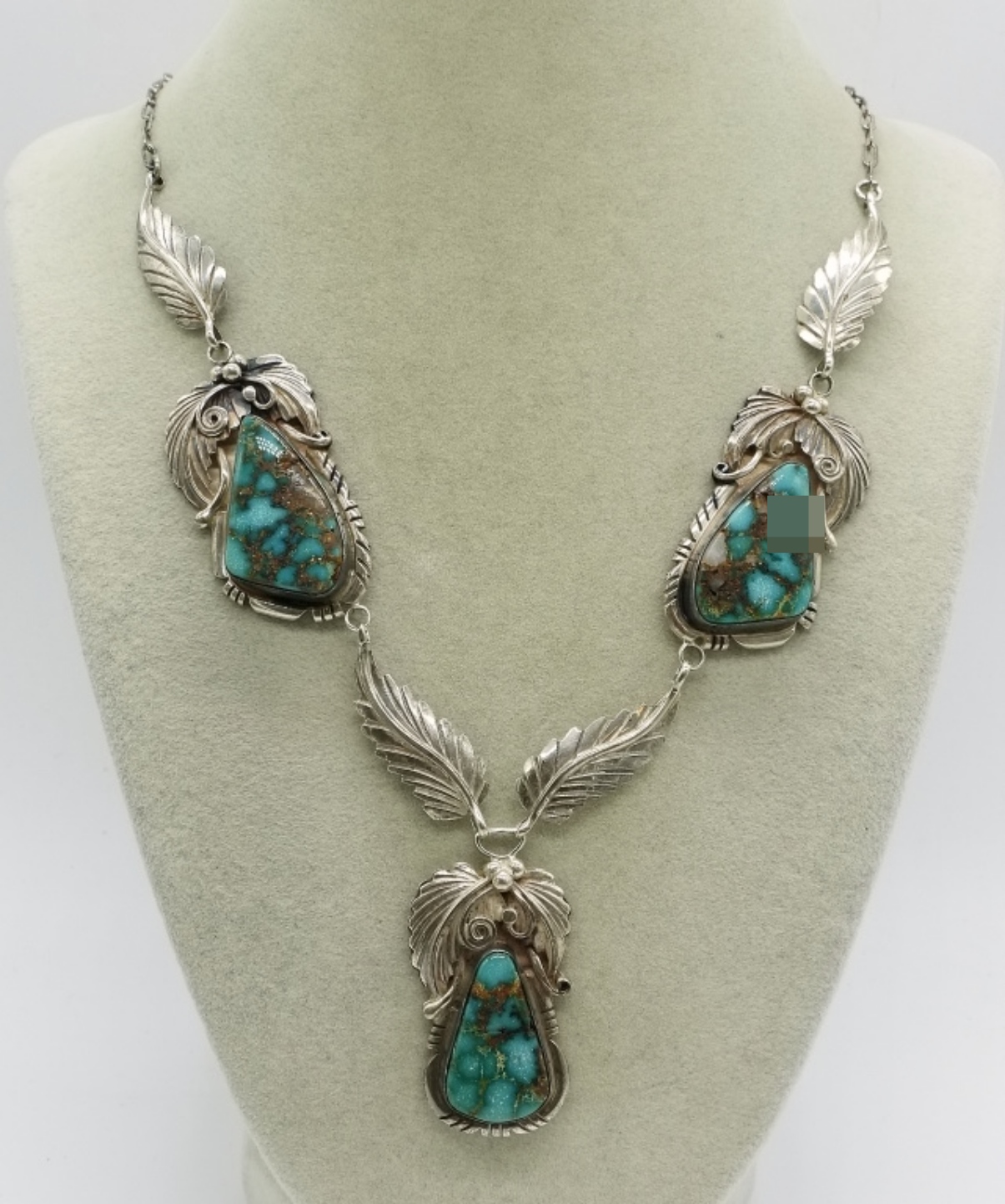 Sterling Turquoise Feather Necklace
