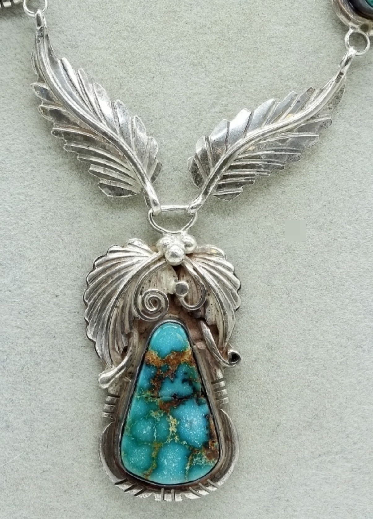 Sterling Turquoise Feather Necklace