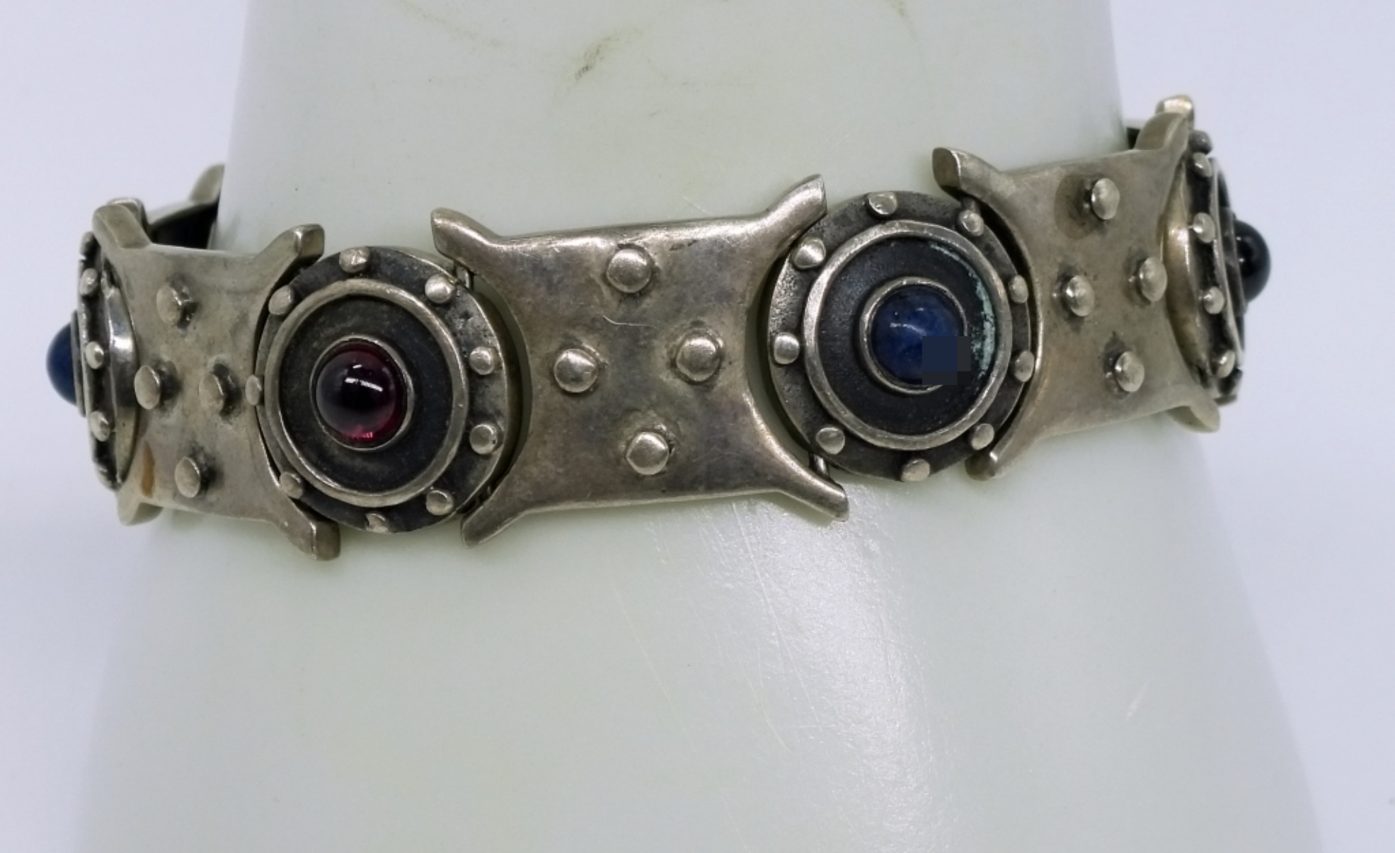 Modernist Sterling Gemstone Bracelet