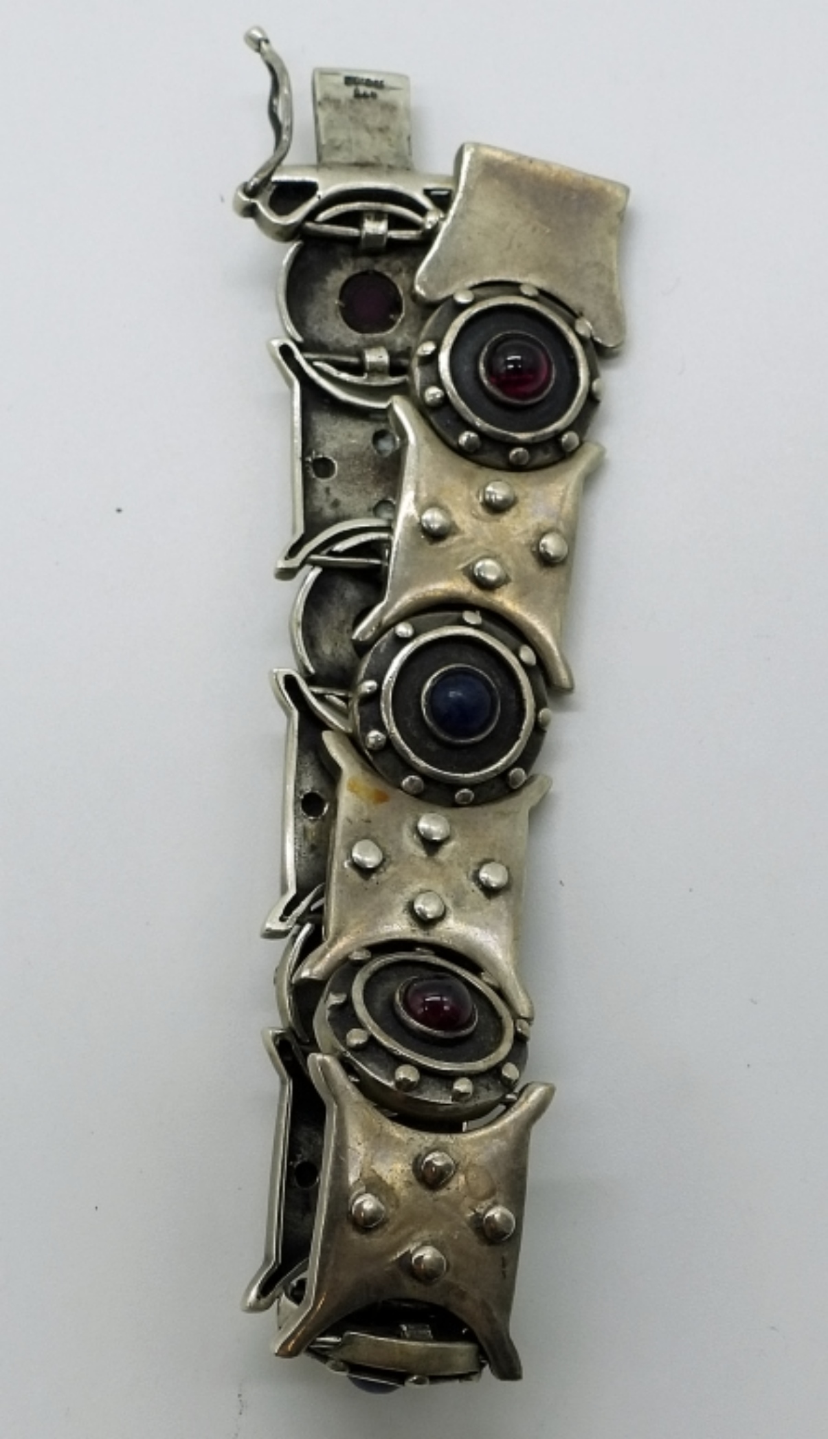 Modernist Sterling Gemstone Bracelet