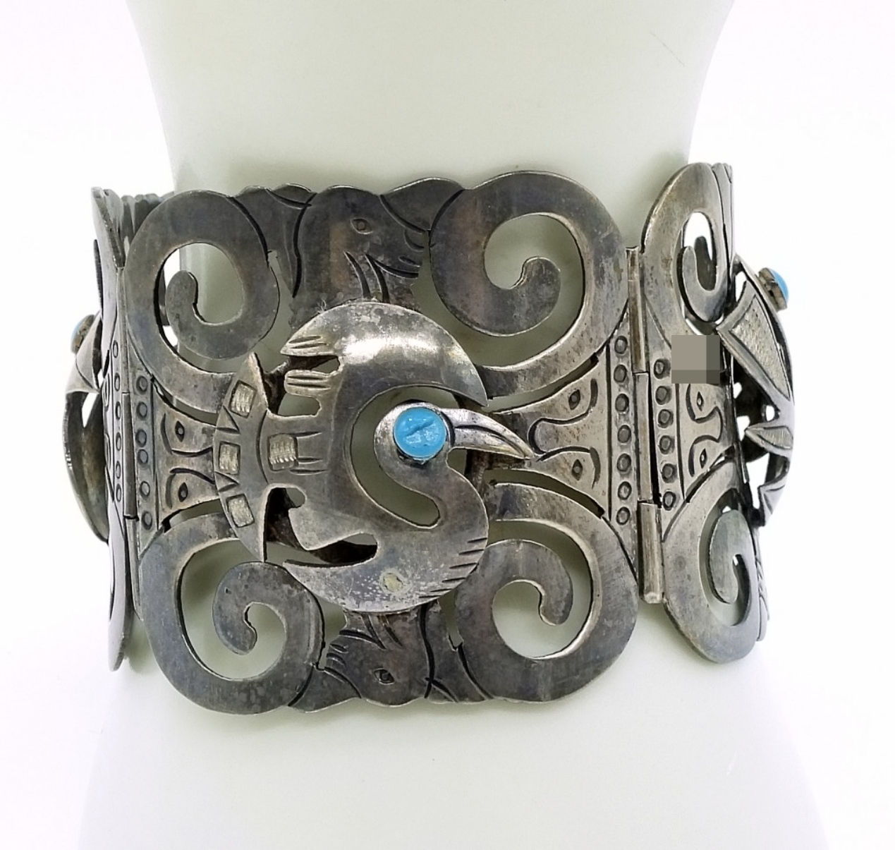 Sterling Silver Turquoise Hinged Cuff Bracelet
