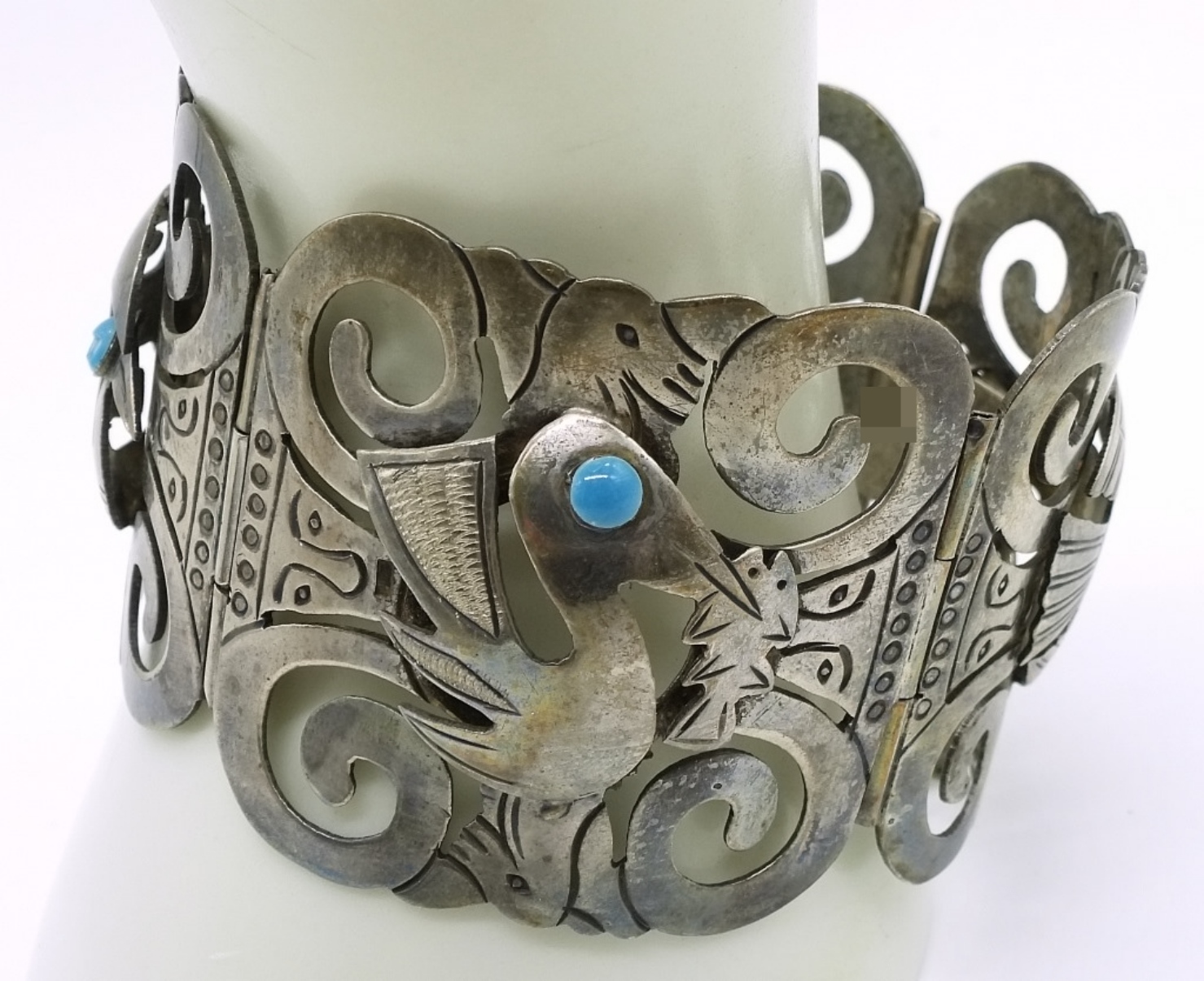 Sterling Silver Turquoise Hinged Cuff Bracelet