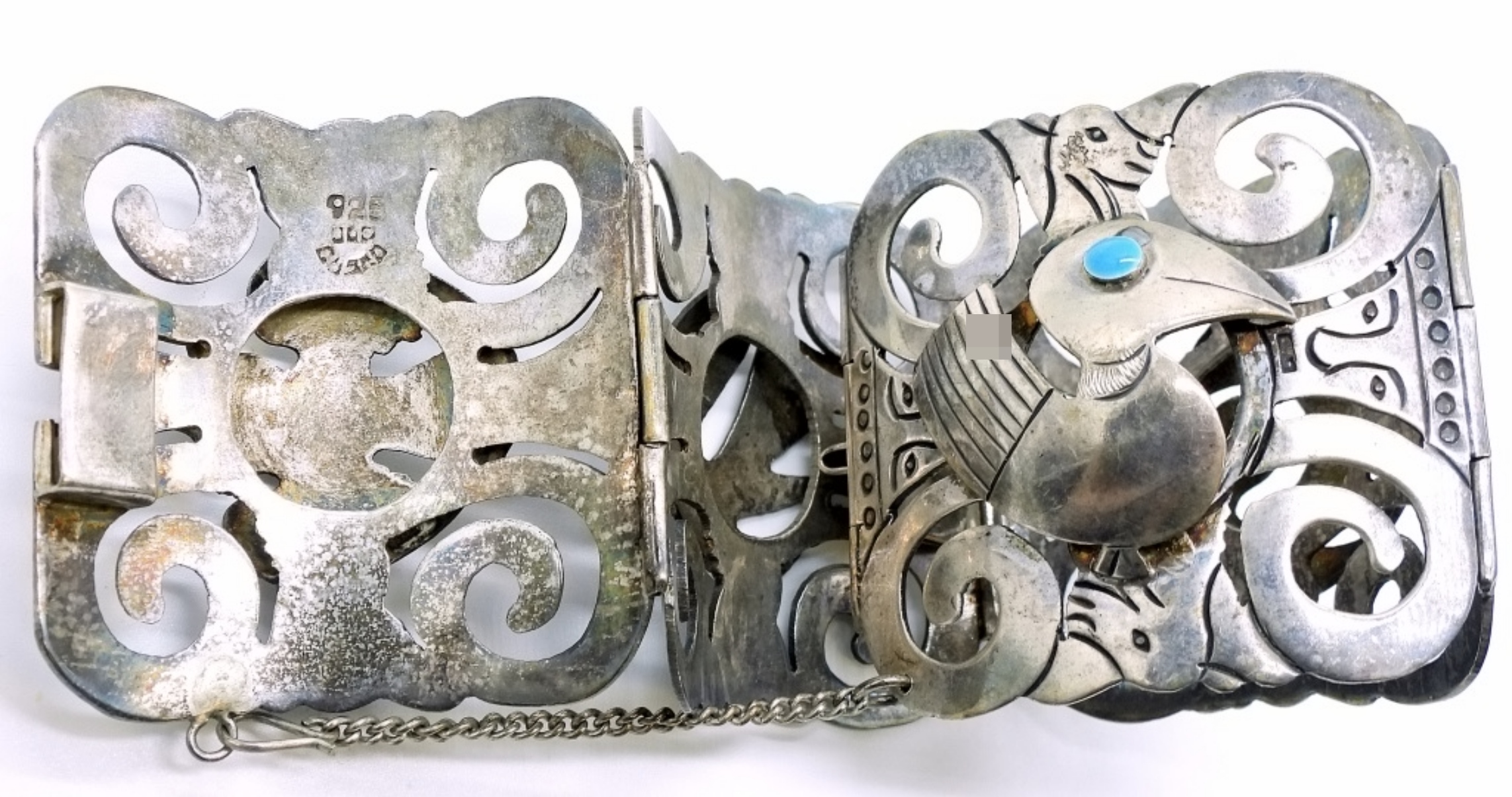 Sterling Silver Turquoise Hinged Cuff Bracelet