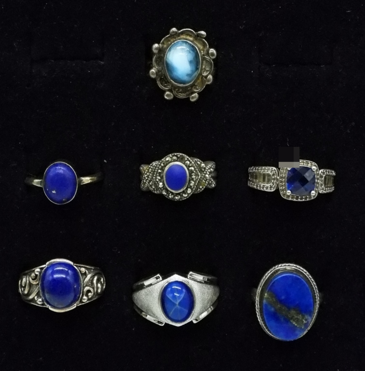 7 Sterling Blue Stone Rings