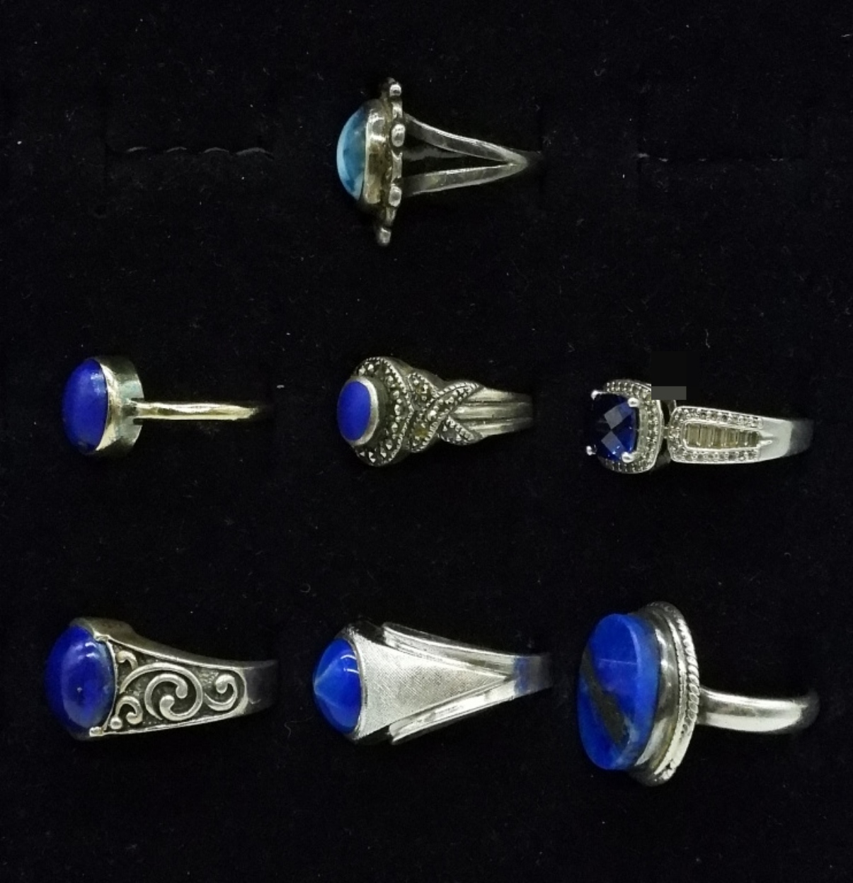 7 Sterling Blue Stone Rings