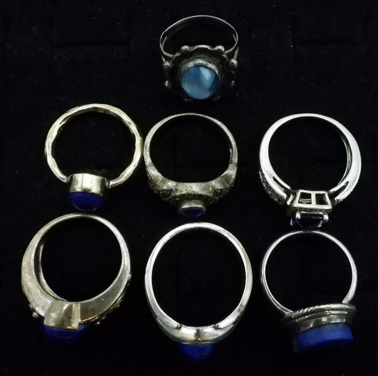 7 Sterling Blue Stone Rings