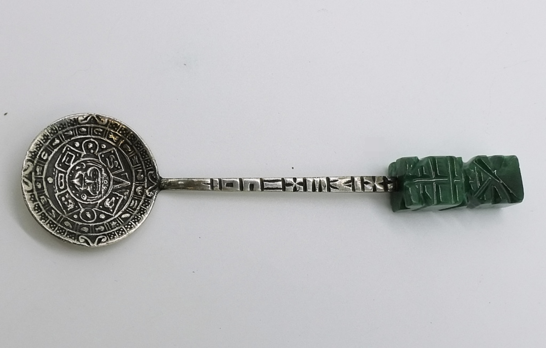 Sterling Silver Spoon Carved Malachite Handle