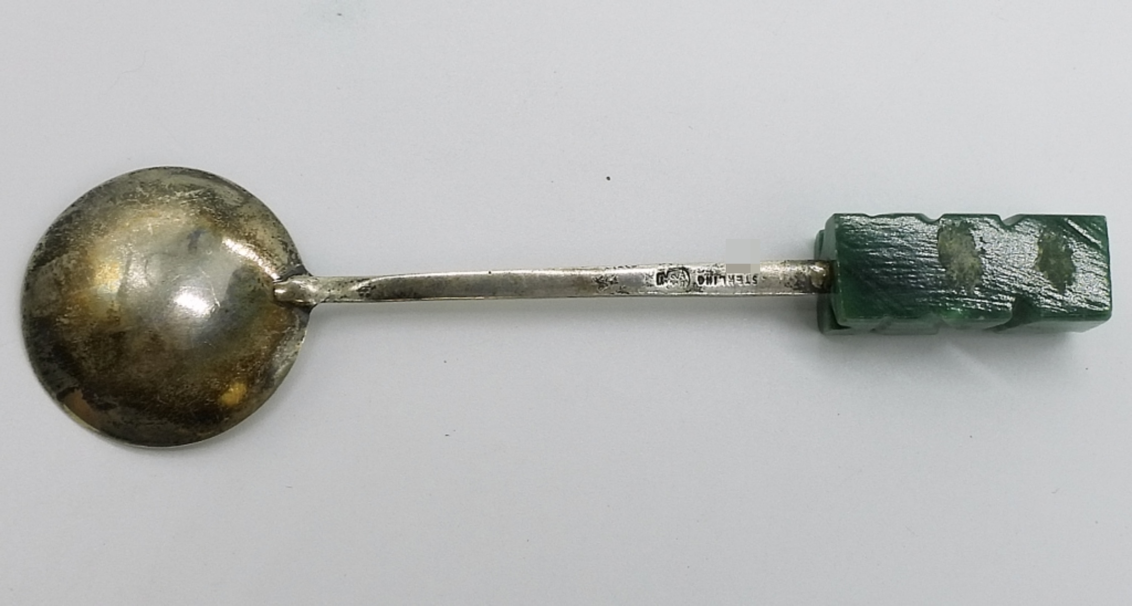 Sterling Silver Spoon Carved Malachite Handle